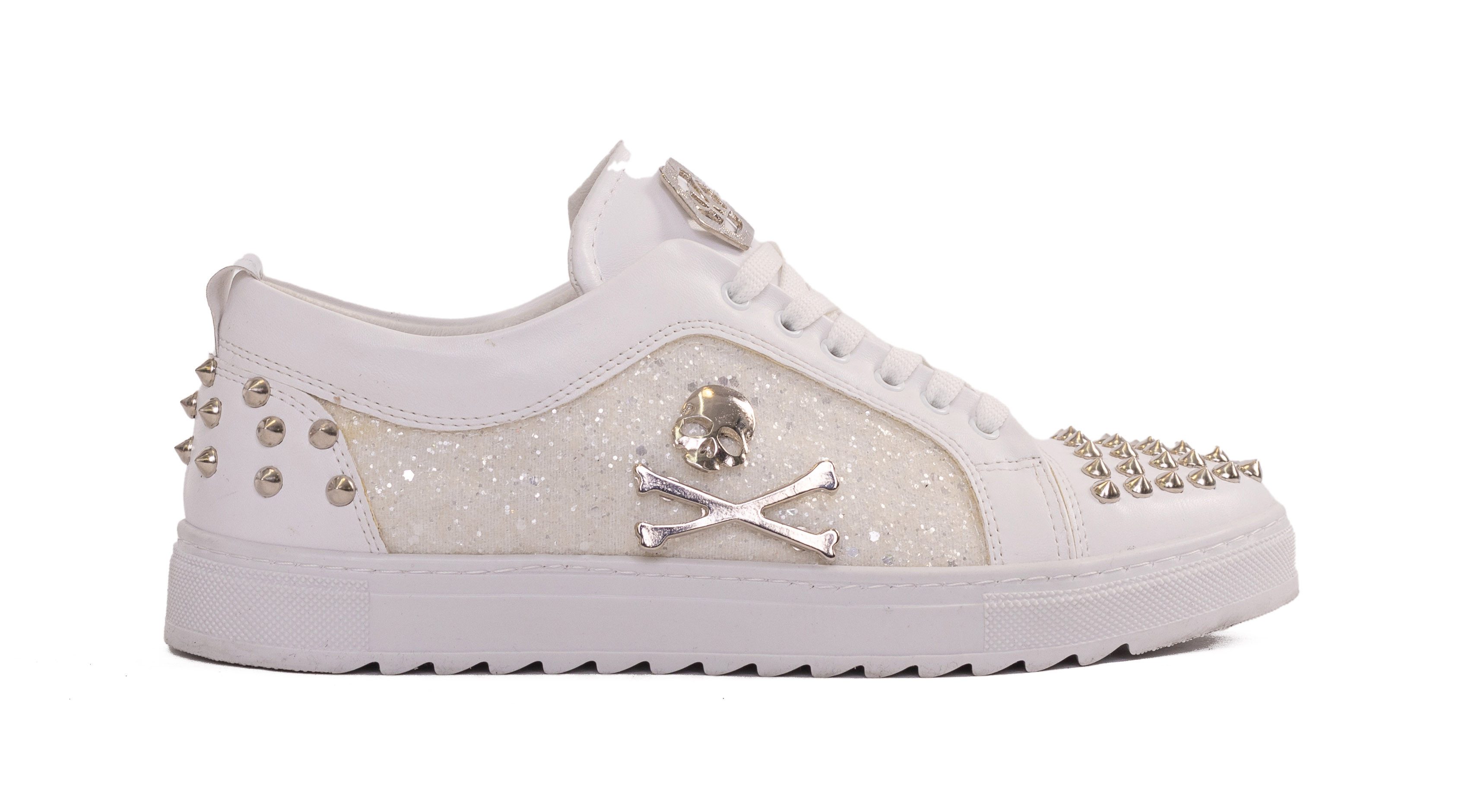 TAMBOGA Designer Herren Sneaker mit Totenkopf Weiß 41 Sneaker günstig online kaufen