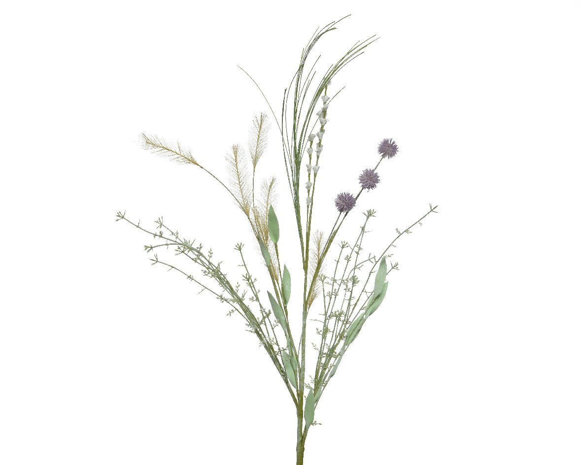 Kunstblume, Decoris season decorations, Kunstblumen Zweig Wildblumen und Gräser 70cm grün / lila