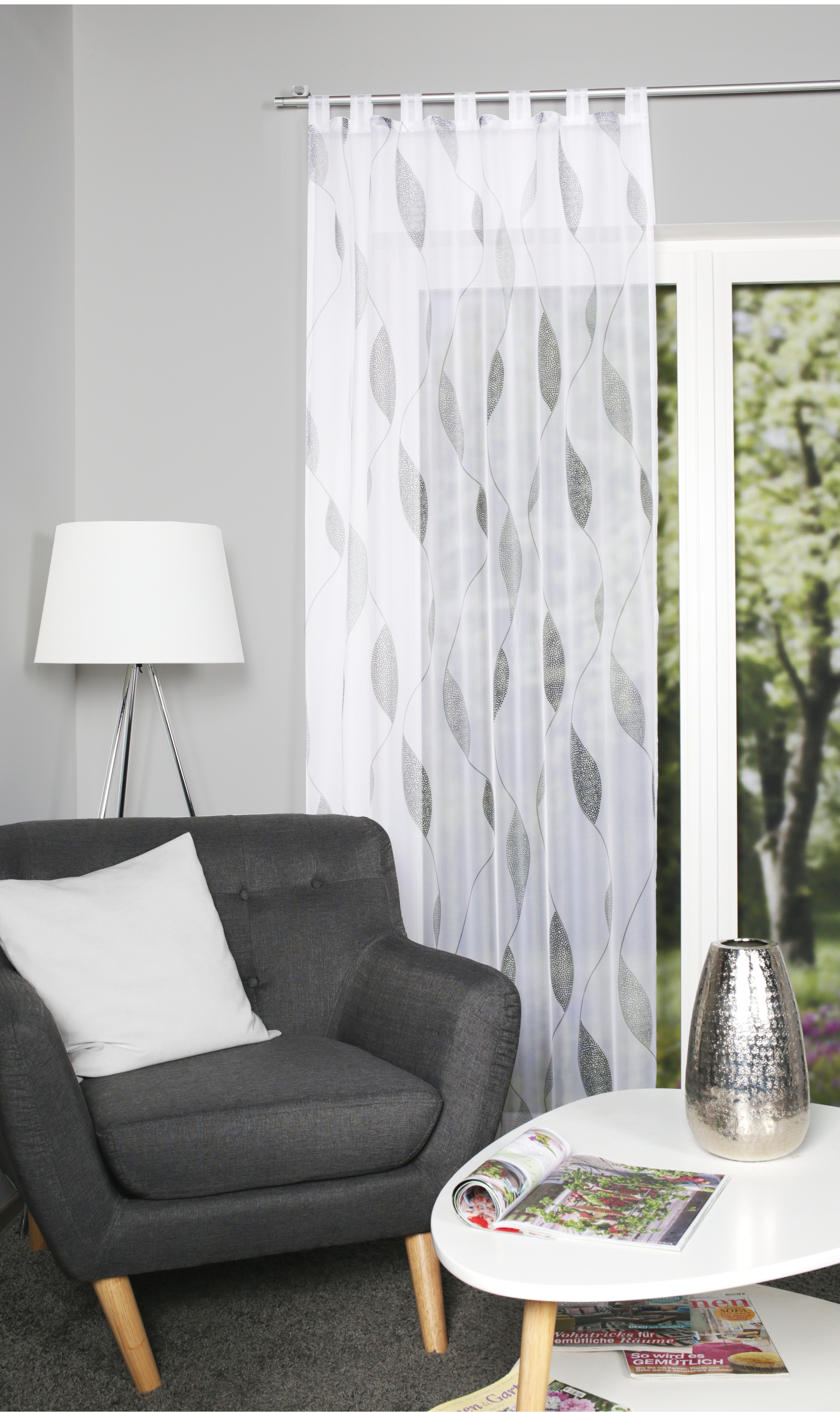 HOME WOHNIDEEN Gardine PAOLO (1 St), Schlaufen, halbtransparent, Voile, halbtransparent