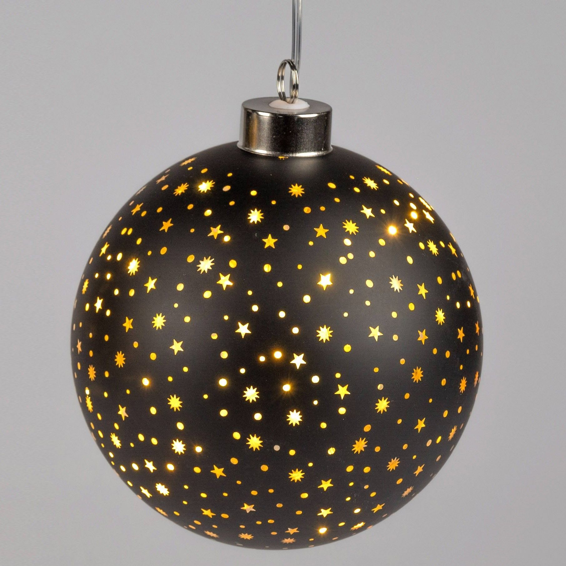 formano Dekokugel Schwarz, Durchmesser 15 cm, Mit Timerfunktion, Schwarz, Motiv: Sterne
