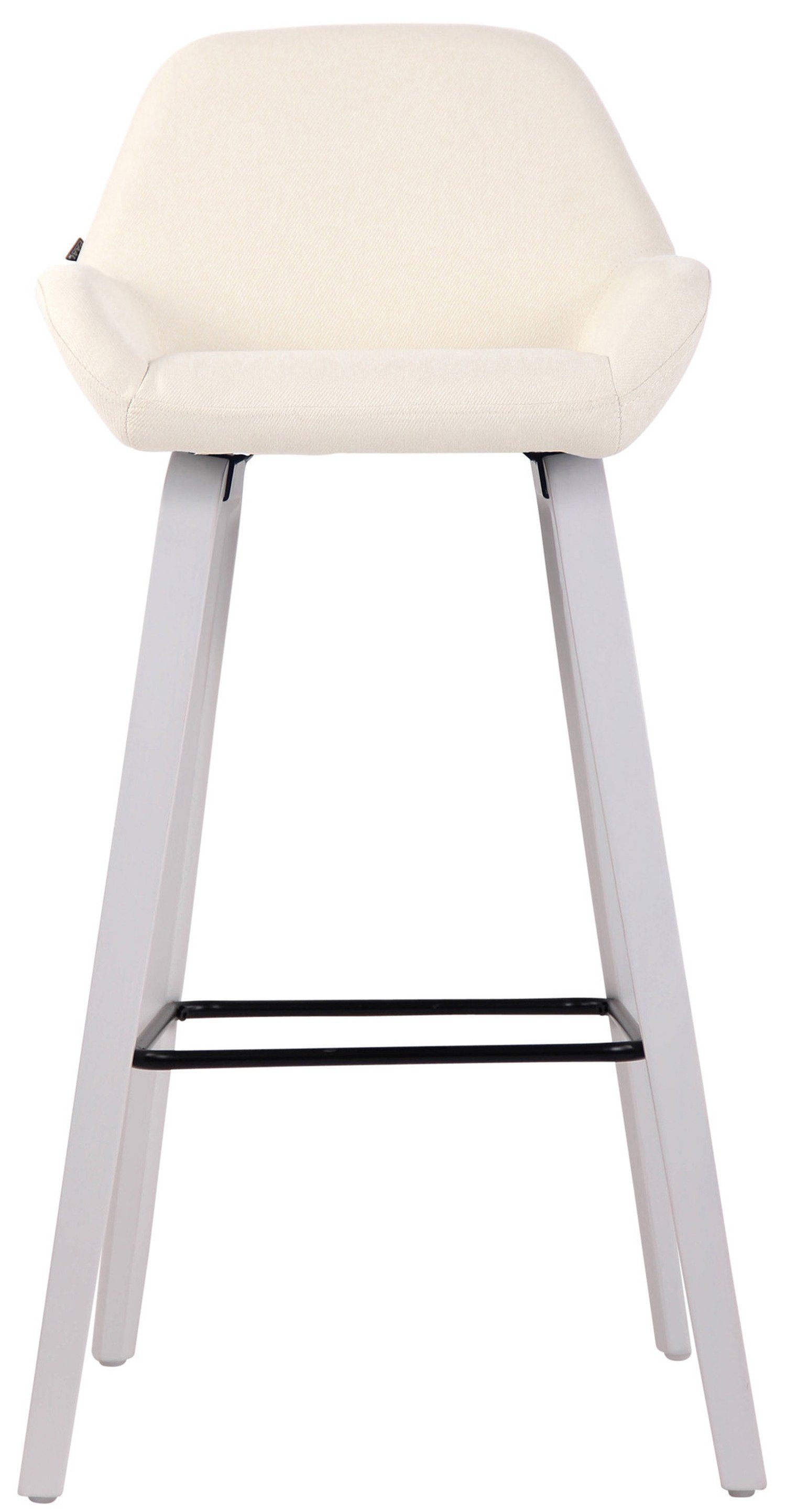 Küche Sitzfläche: Barhocker - Stoff Fußstütze Hocker Rückenlehne Tresenhocker), 4-Fuß für weiß mit - & TPFLiving und York angenehmer (Barstuhl bequemer Theke Creme New Gestell Eichenholz