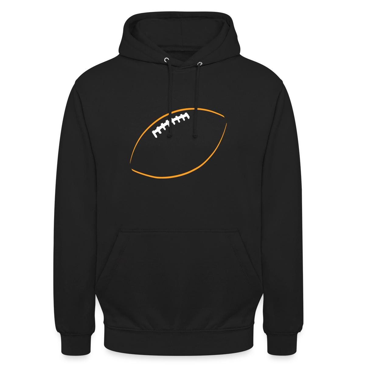 Spreadshirt Hoodie American Football Silhouette Unisex Hoodie (1-tlg) Unisex-Schnitt: Sitzt bei Männern körpernah, bei Frauen weit