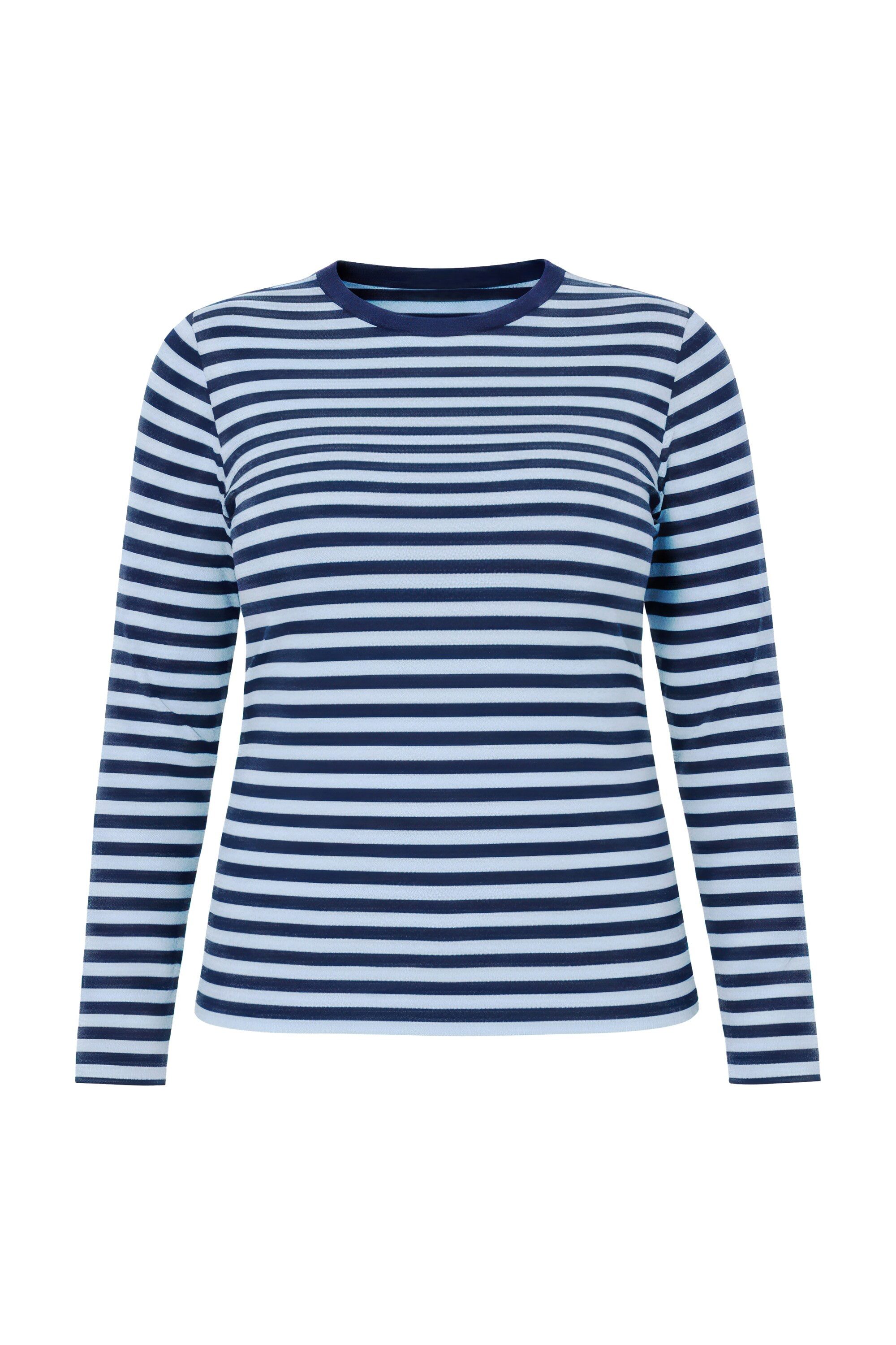 Studio Untold Longsleeve Shirt Slim Shape Ringel Rippjersey Langarm günstig online kaufen