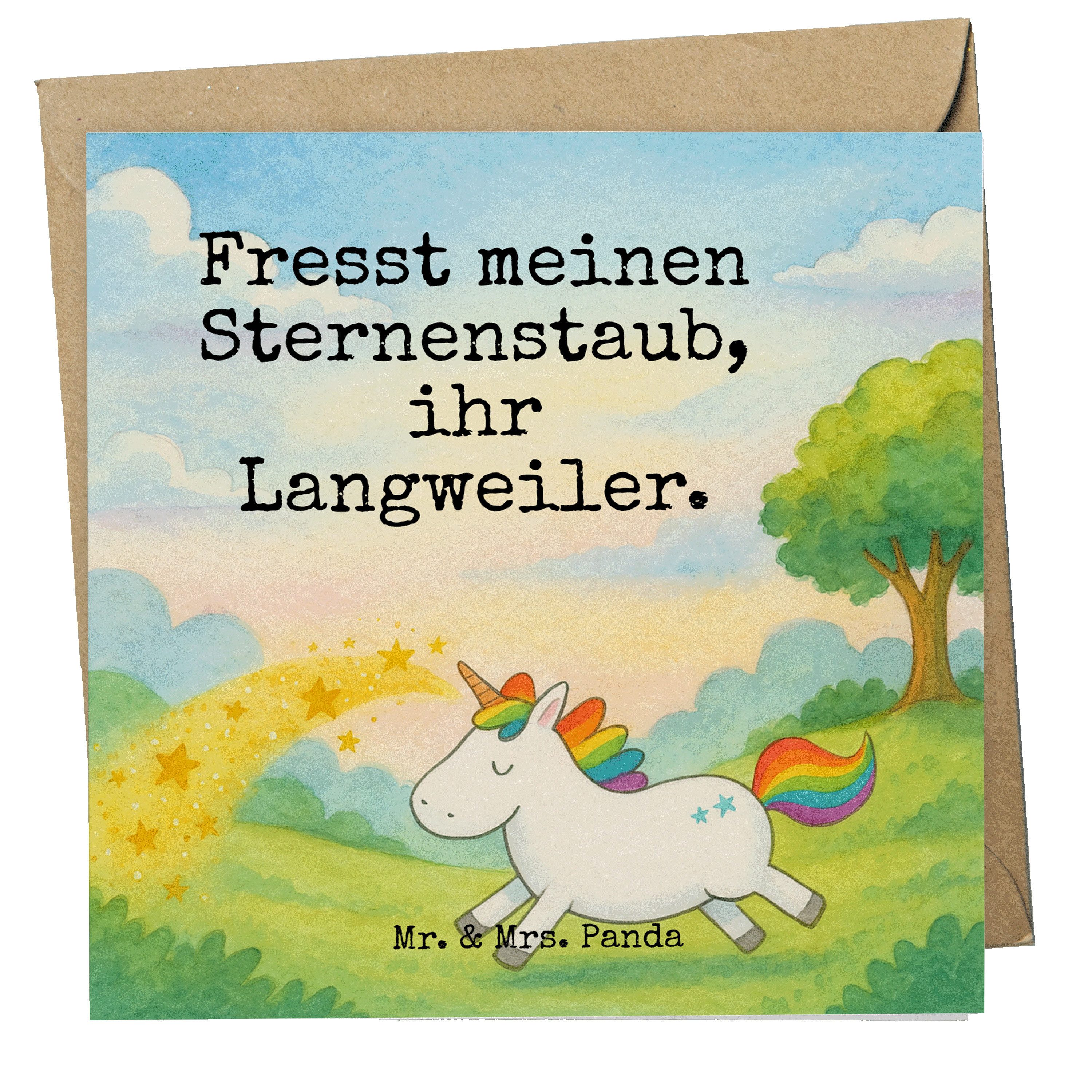 Mr. & Mrs. Panda Grußkarte Einhorn Happy Design, Grußkarte, Weiß, Einhörner, Unicorn, doppelkart, Freude Spannend Spaß