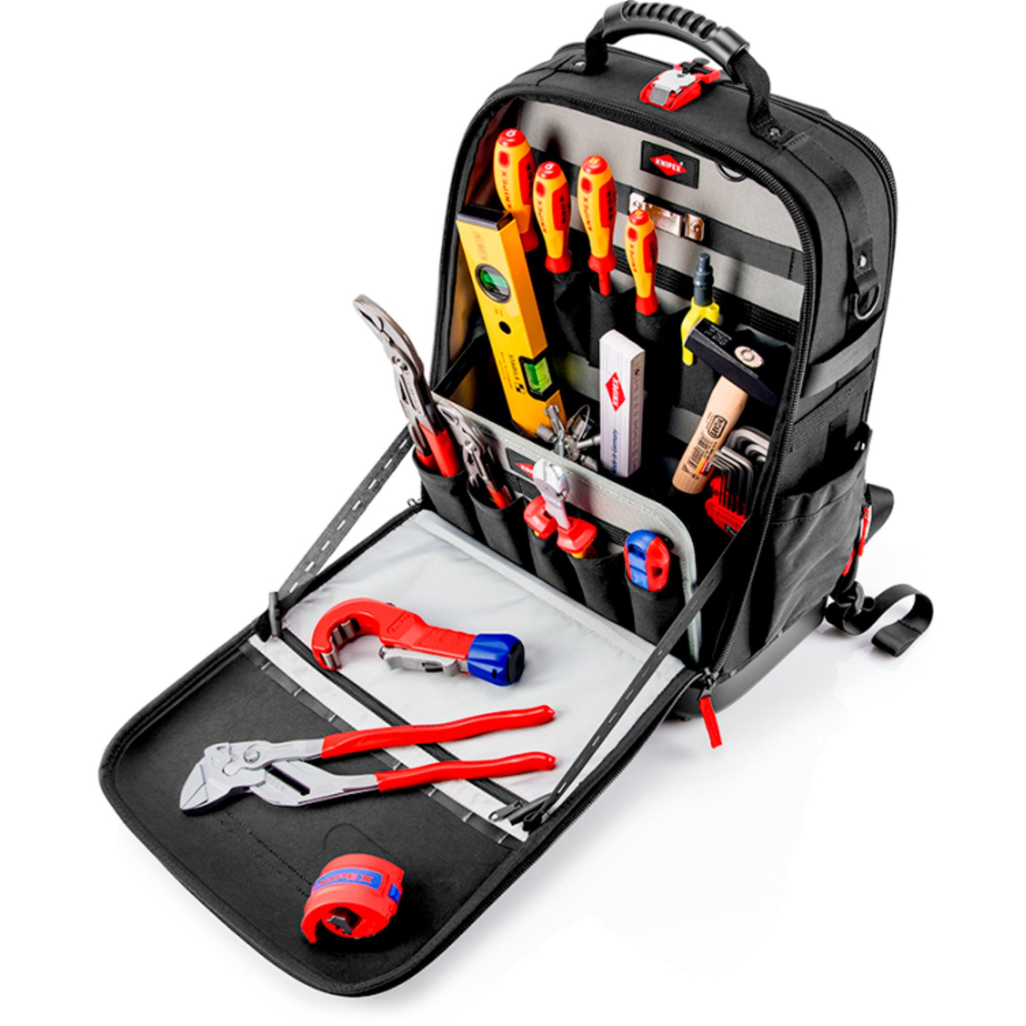 Knipex Werkzeugset KNIPEX Werkzeugrucksack Modular X18 Sanitär, (17-tlg)