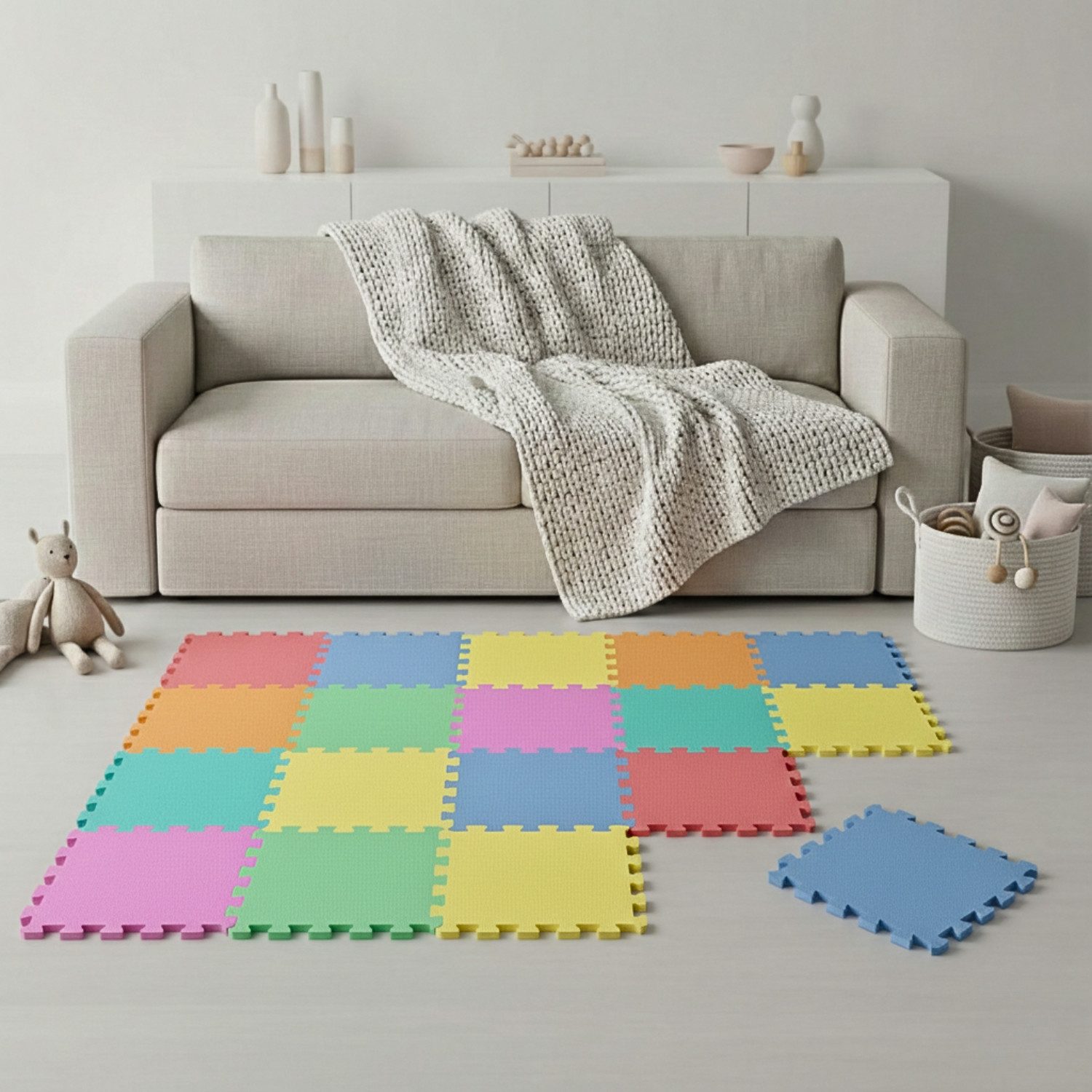 LittleTom Puzzlematte ab dem 1. Tag - 18 Teile Baby Spielmatte - 30 x 30 Kinder Krabbelmatte, (18-tlg), Spielunterlage für Babys und Kleinkinder - Kinderzimmer Puzzleteppich