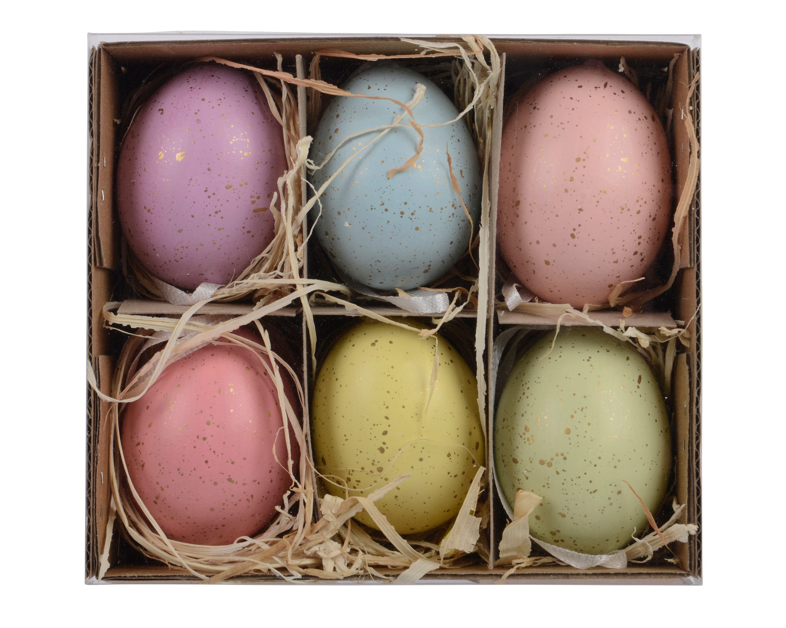 Decoris season decorations Osterei, Ostereier zum Aufhängen 4x6cm mit Sprenkeln 6er Box Pastell