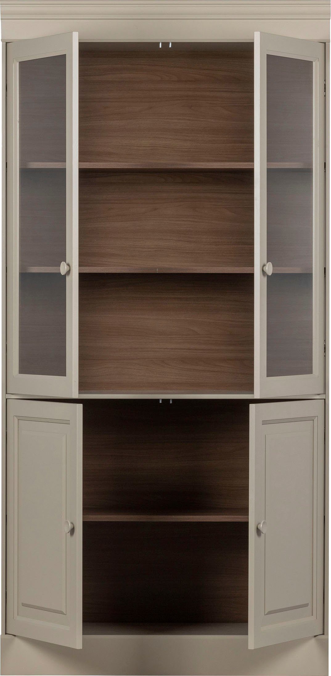 WOOOD Vitrine Chow Kiefernholz mit Glastüren und Sierleisten H 215 x B 105 x T 40 cm Elegante Details, Einfach zu montierbar, Pfleigleicht – Bild 4 von 5