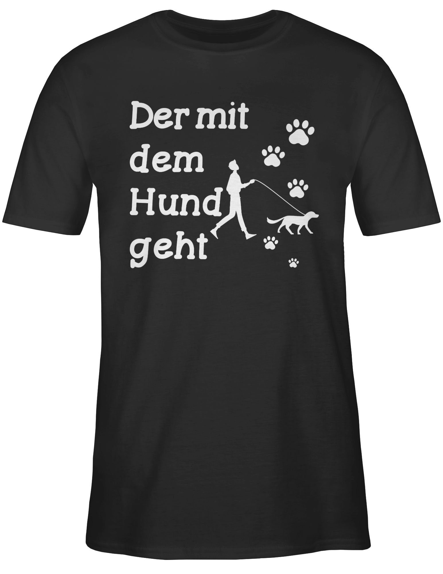 T-Shirt Der mit dem Hund geht Pfoten weiß