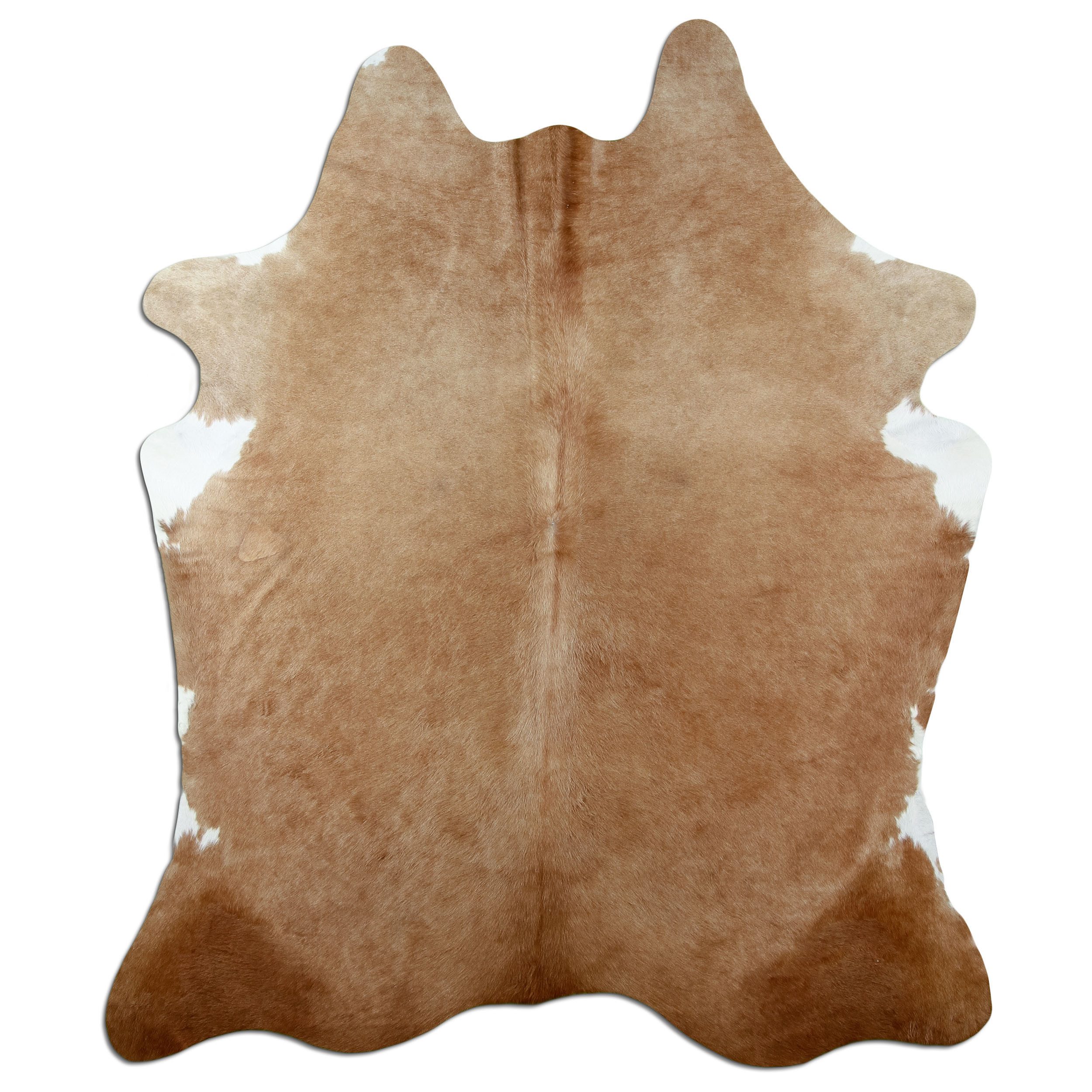 Livorio Fellteppich L231 x B186 cm - beige karamell, Kuhfell, Premium Kuhfell Teppich, Rinderfell, Echtfell, caramel