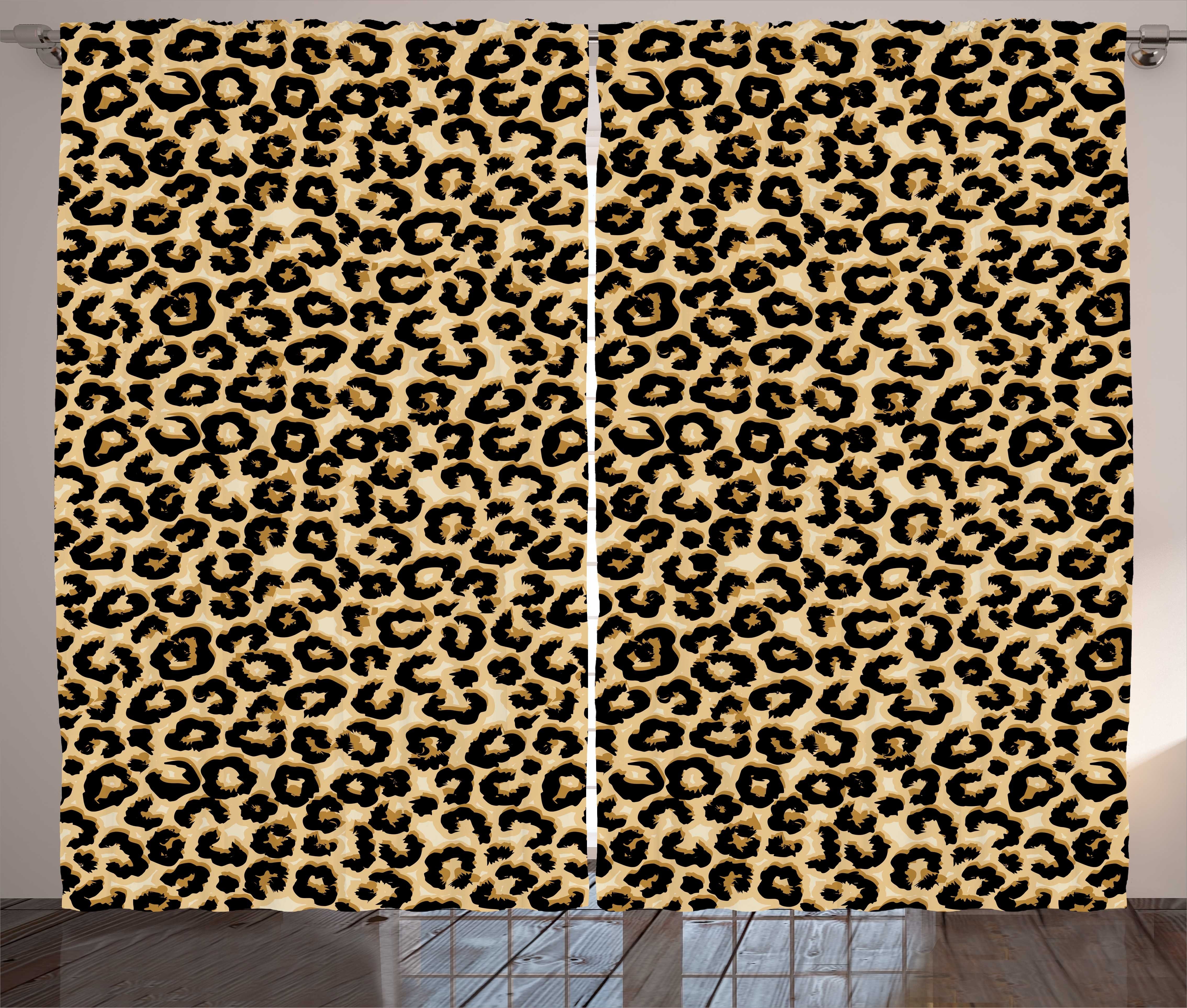 Gardine Schlafzimmer Kräuselband Vorhang mit Schlaufen und Haken, Abakuhaus, Leopard Tier-Haut, Makel, Flecken | Fertiggardinen