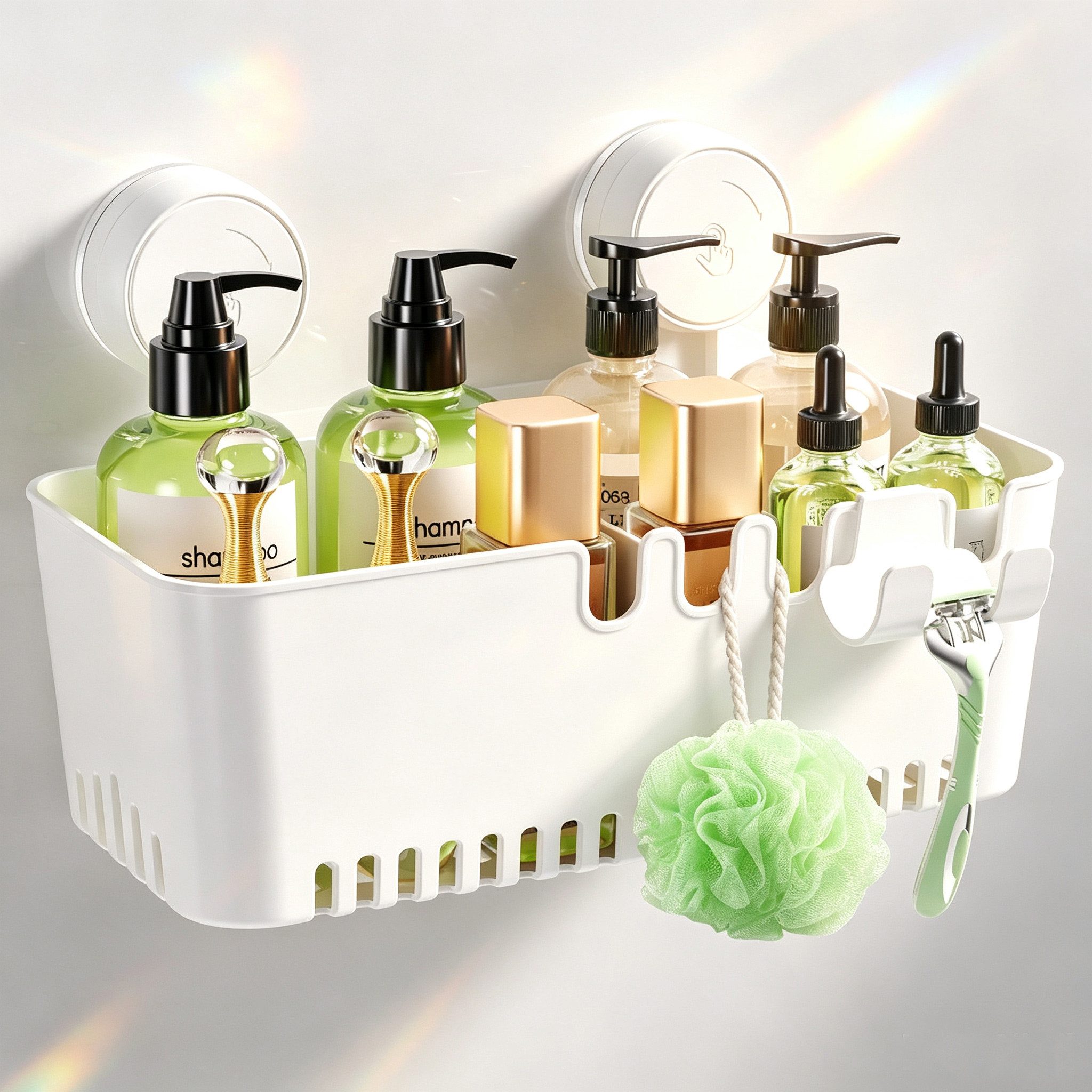 Elegear Duschablage duschablage ohne bohren, Kunststoff, 10KG, Badregal & Küchenregal, 1-tlg., Weiß duschablage hängend ohne bohren, bad, Regal Organizer Küche