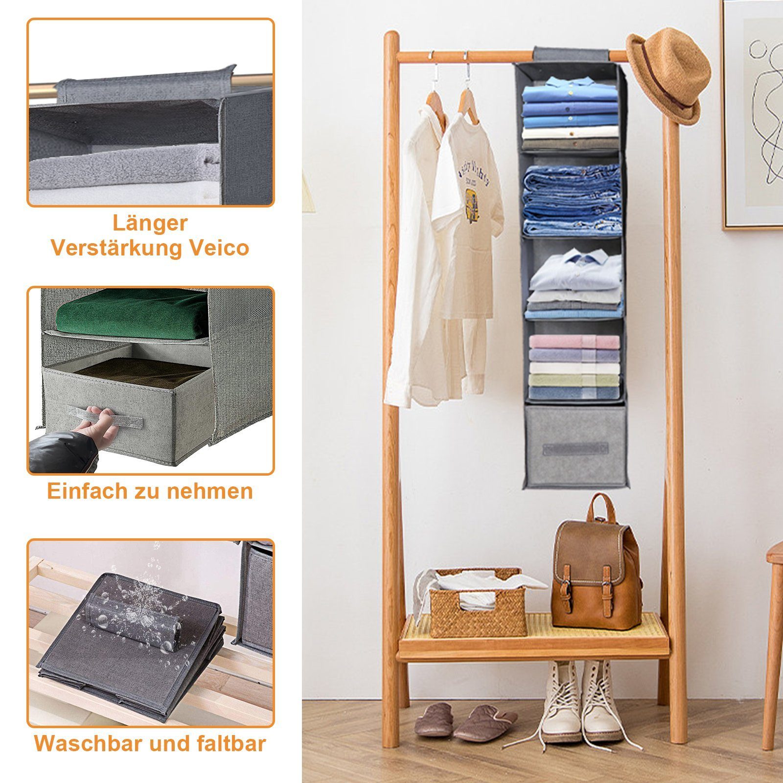 BTTO Hängeregal Hängeaufbewahrung Kleiderschrank Organizer,Hängender Stoffs günstig online kaufen