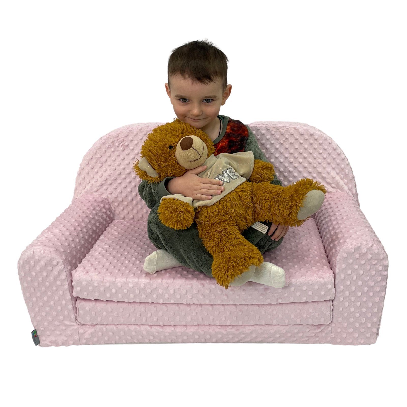 MINI Kindercouch Kindersofa W455 Rosa Kindersofa Plüsch Plüsch FORTISLINE