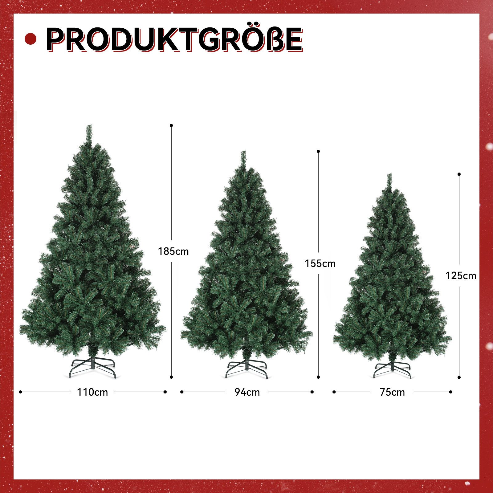 oyajia Künstlicher Weihnachtsbaum Künstlicher Weihnachtsbaum,8 Beleuchtungsmodi, Weihnachten-Dekoration, Christbaum Künstlich, Mittelhoher LED-Weihnachtsbaum mit 180 Lichtern, Naturgetreuen Zweigen