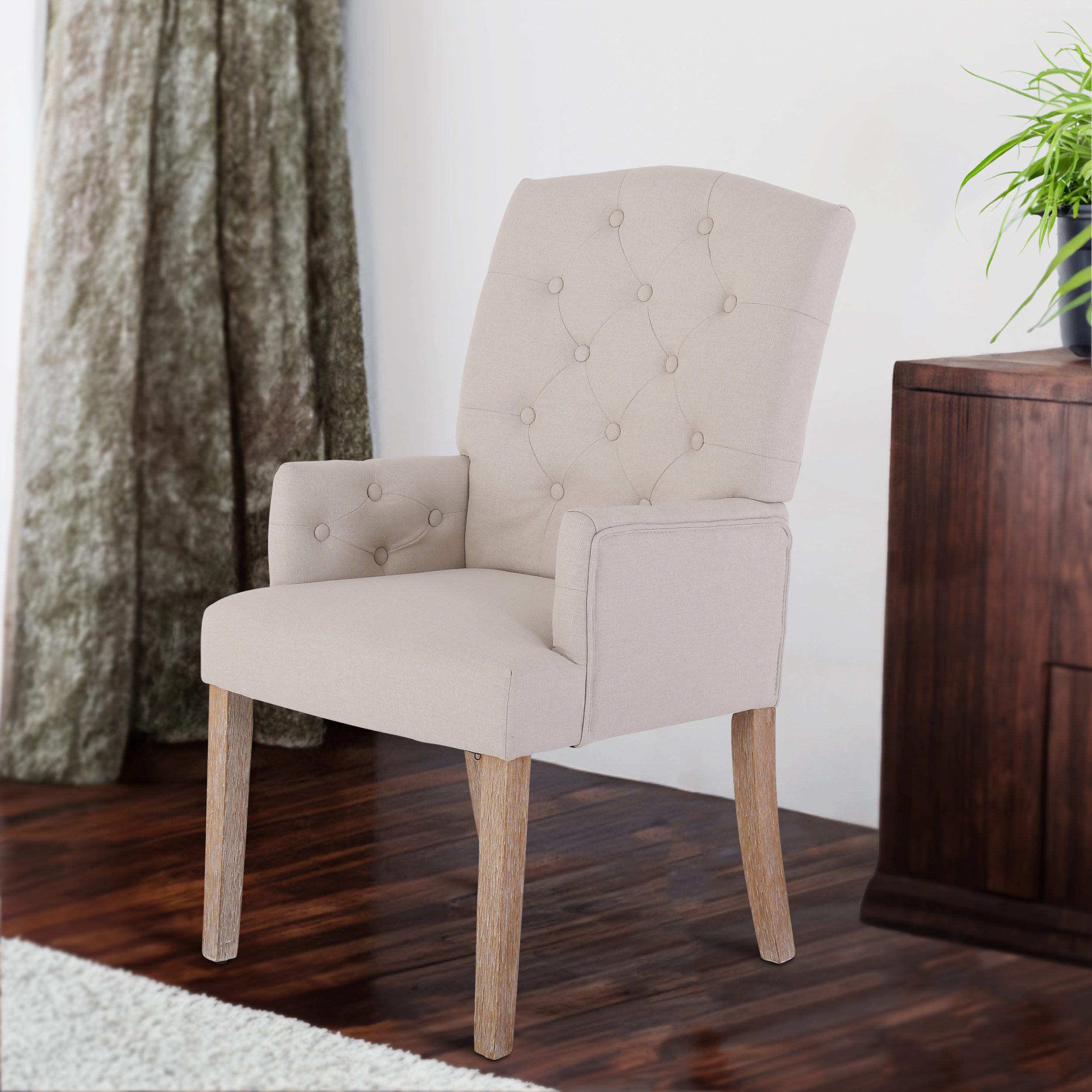 Raburg Esszimmerstuhl Polsterstuhl mit Armlehnen, Chesterfield-Design, günstig online kaufen