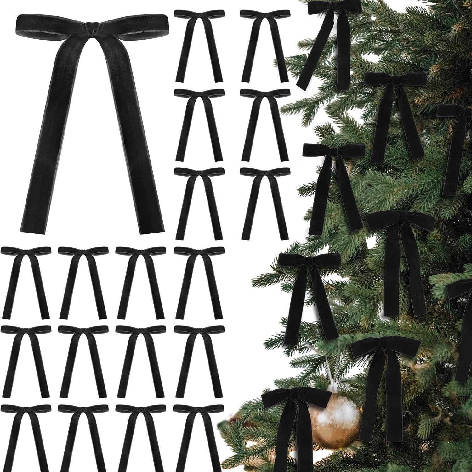Coonoor Christbaumschmuck 12 Stück Weihnachtsschleifen Vintage-Samtband Geschenkschleifen, Für Weihnachtsbaum, Geschenkverpackungen, Girlanden, Kamin, Treppen