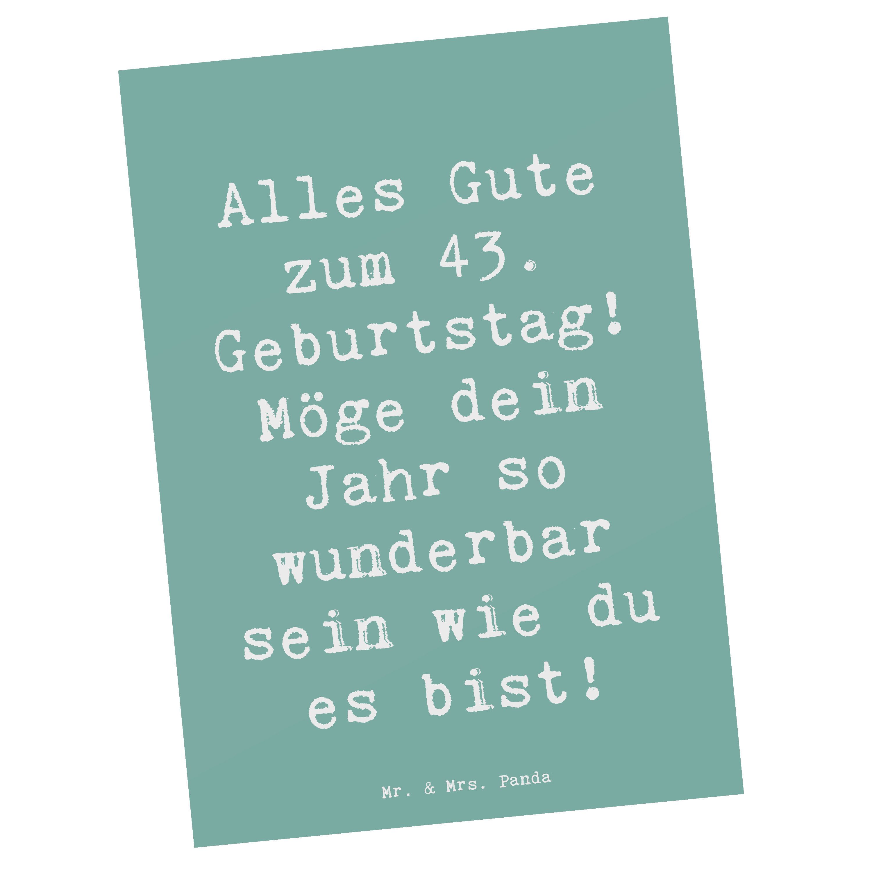 Mr. & Mrs. Panda Postkarte Spruch 43. Geburtstag, Postkarte, Meeresbrise, Grußkarte, Geschenk, G, Designkarte Jubiläum 43 Glückwunsch