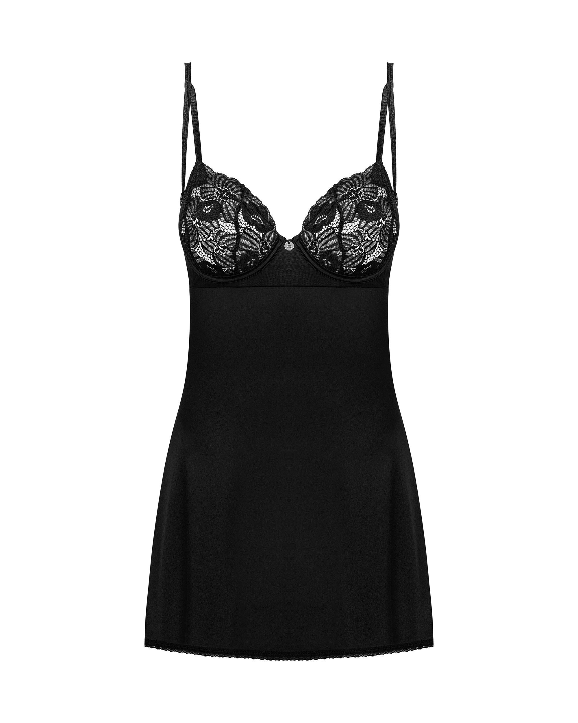 (2-tlg) Serena String Obsessive rückenfrei mit Negligé Negligee schwarz