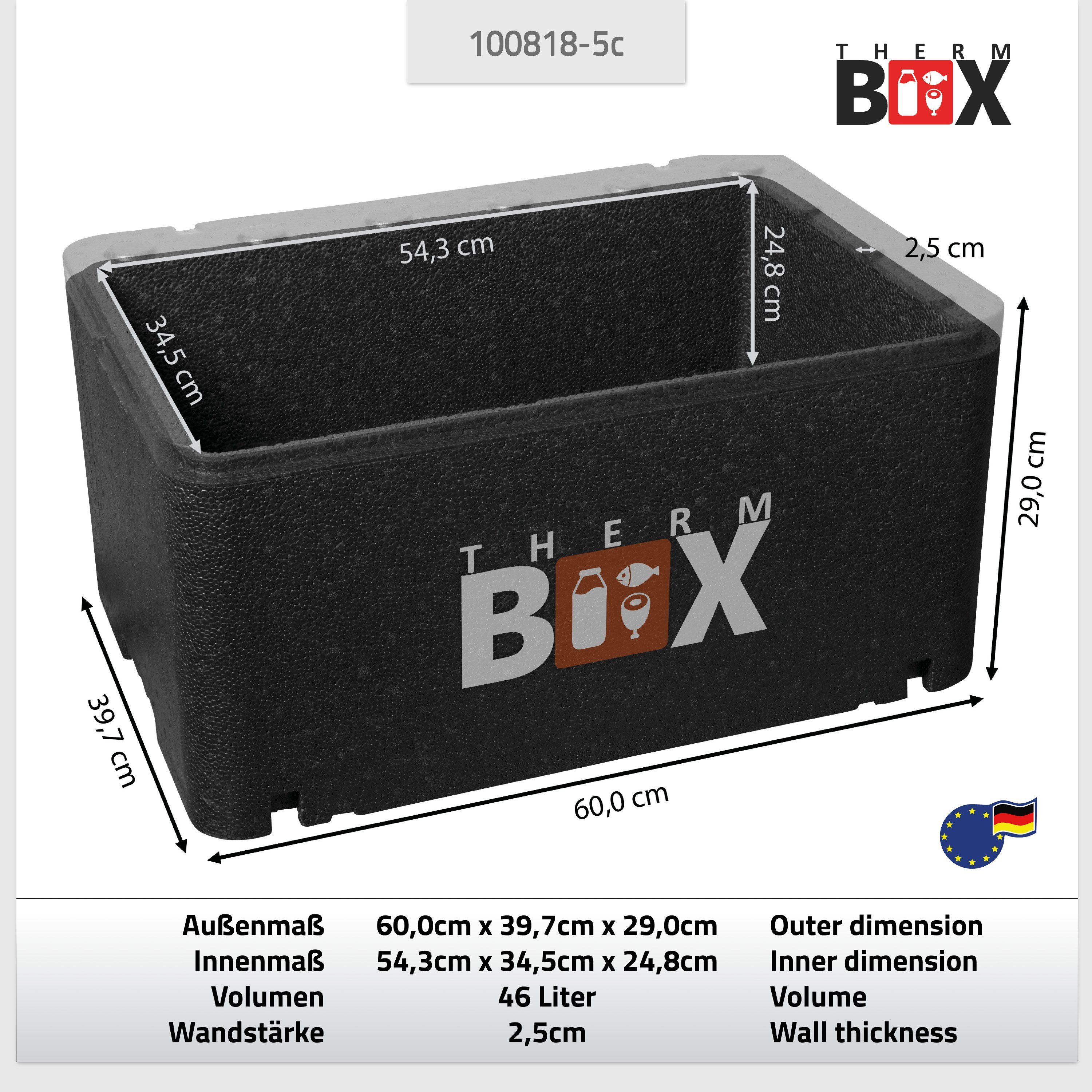 THERM-BOX Thermobehälter Profibox GN1 mit mit Transportbox Kühlkissen), Kühlbox Kühlkissen, 46,45L 54x34x24cm Styropor-Piocelan, (0-tlg., für Thermbox Kühlakku Innen: 5