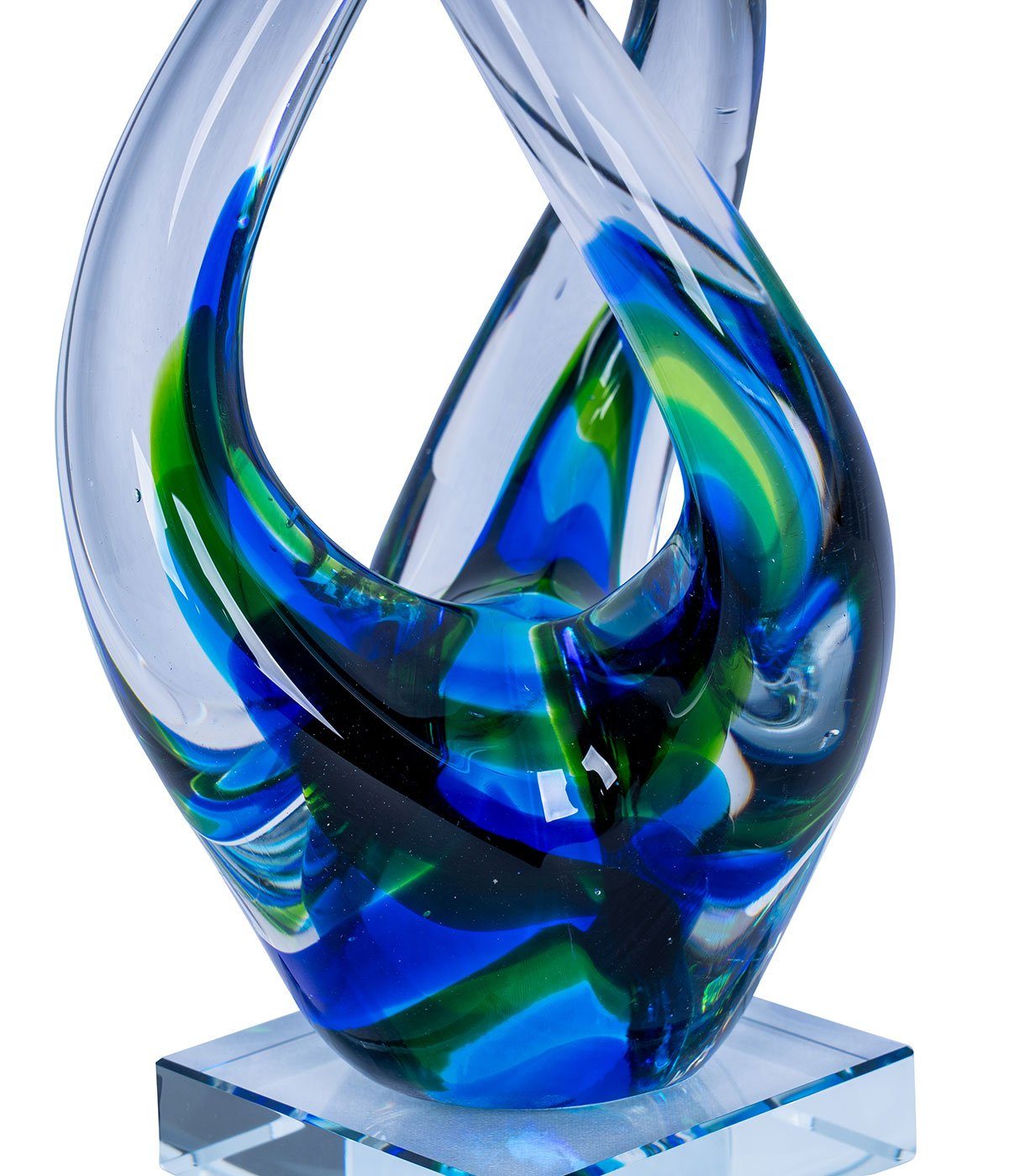 Skulptur Skulptur, Glasskulptur Blau Glas Designer Levandeo® 4 H32cm Deko Variante Glasfigur Grün
