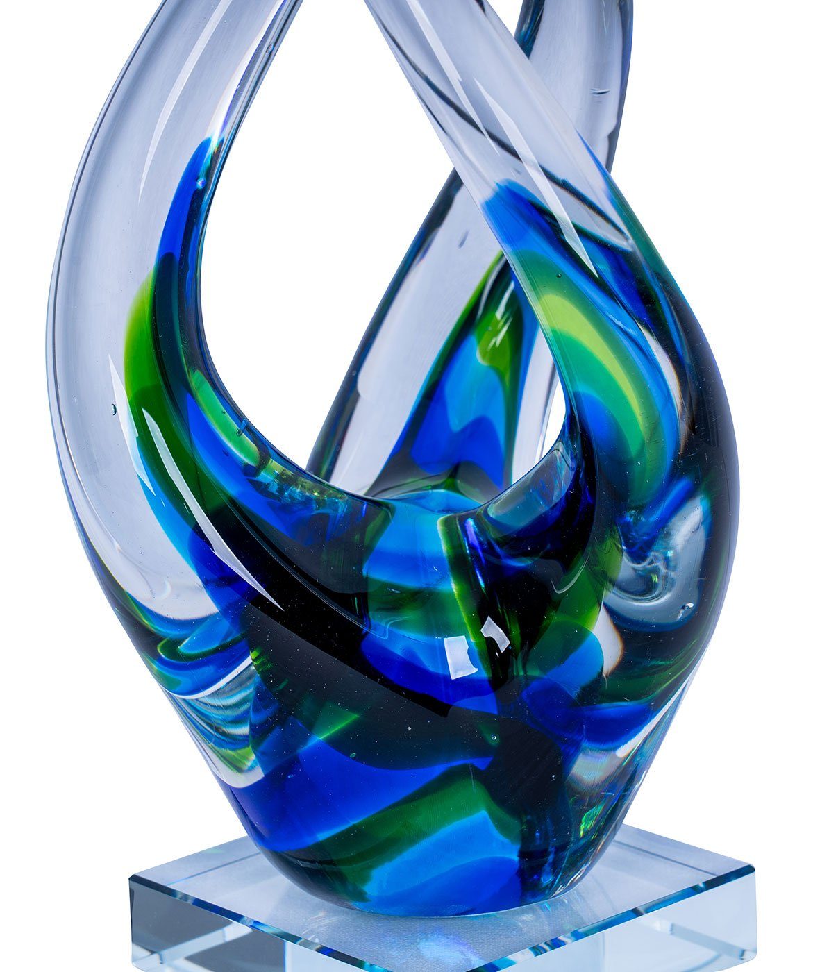 Levandeo® Skulptur, Designer Skulptur H32cm Glasskulptur Blau Grün Glasfigur Deko Glas
