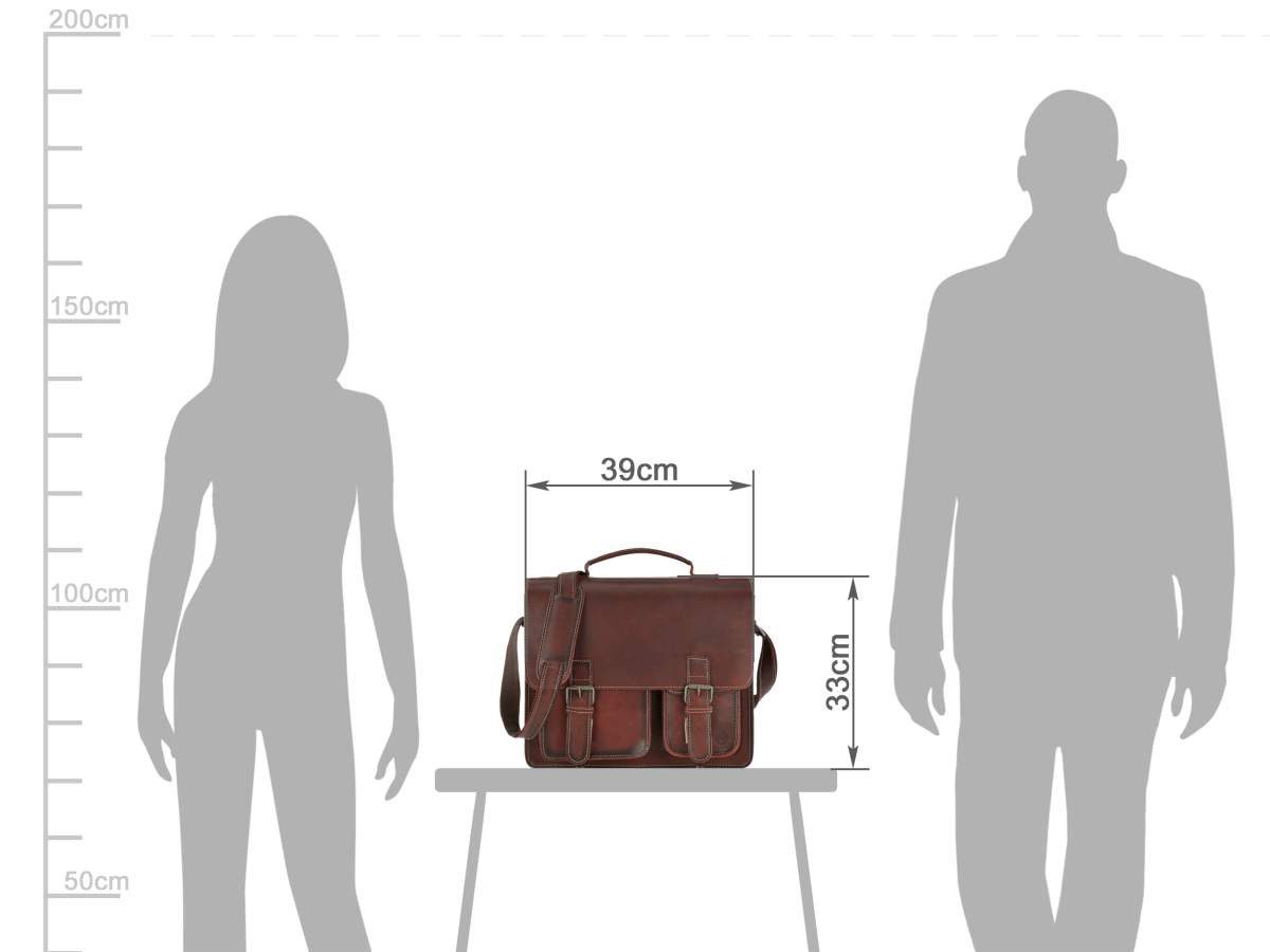 Greenburry Aktentasche Buffalo, Businesstasche, Schultasche, für Herren und Damen, rustikal