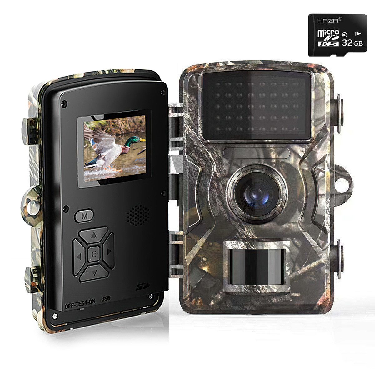 Novzep Wildkamera Wildkamera 2.7K mit Bewegungssensor, 58MP, Nachtsicht & 32GB SD-Karte (1-tlg)