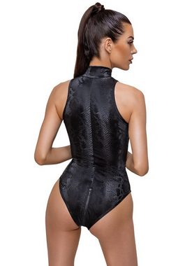 Cottelli Collection Body Schlangenhaut-Optik Body mit Reißverschluss - schwarz