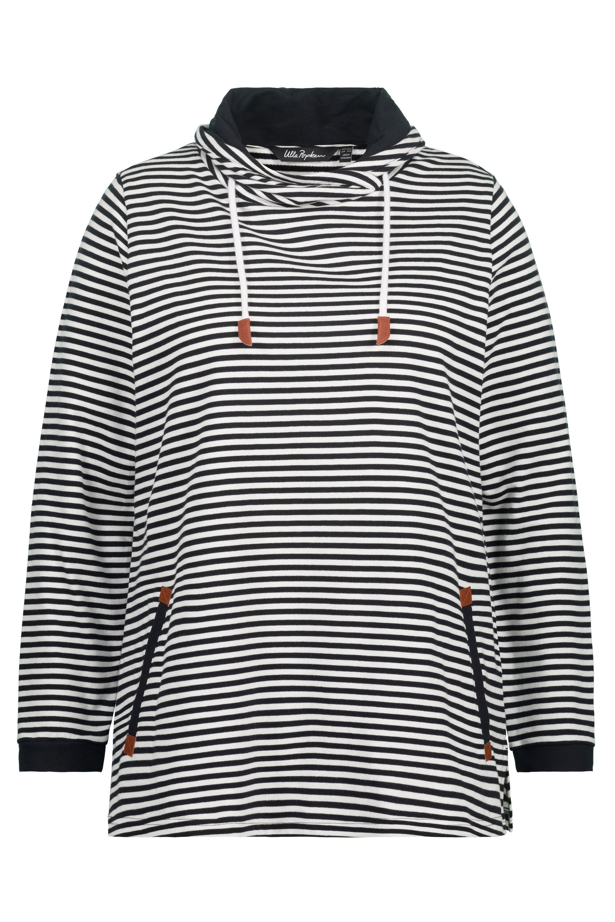 Ulla Popken Sweatshirt Sweatshirt Ringel Classic Stehkragen Langarm günstig online kaufen