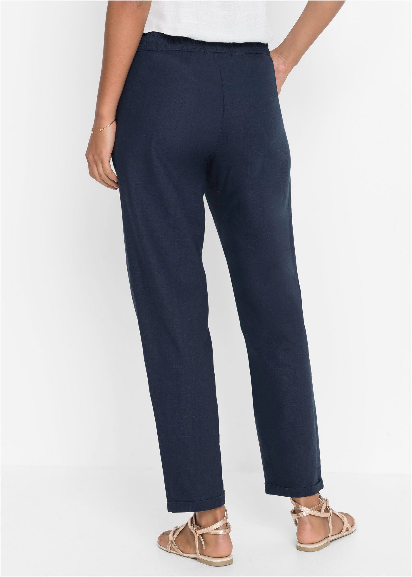 bonprix Leinenhose (1-tlg) aus Leinen und Lyocell, mit Elastik-Bündchen, Regular Fit