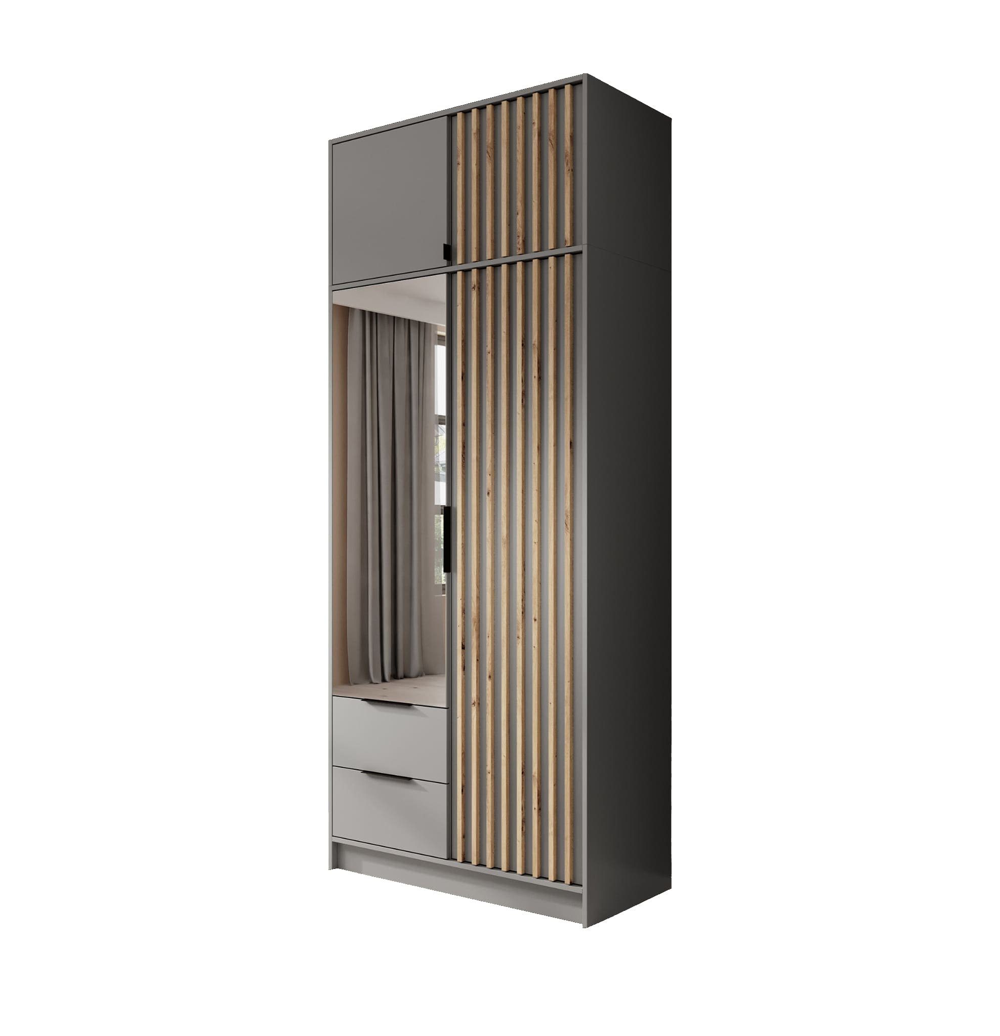 MOEBLO Kleiderschrank JOHN mit Erweiterung (Latten aus Holz, Loft Stil Indu günstig online kaufen