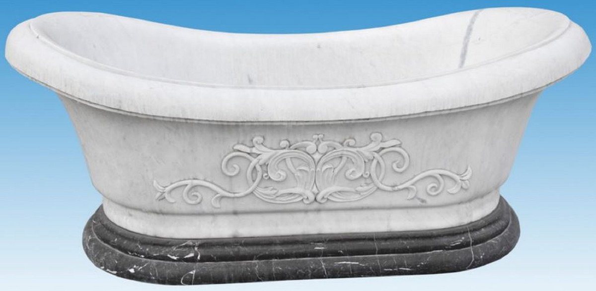 Thumbnail - Casa Padrino Badewanne Luxus Barock Badewanne Weiß / Schwarz 180 cm - Freistehende Marmor Badewanne - Bad Accessoires - ...
