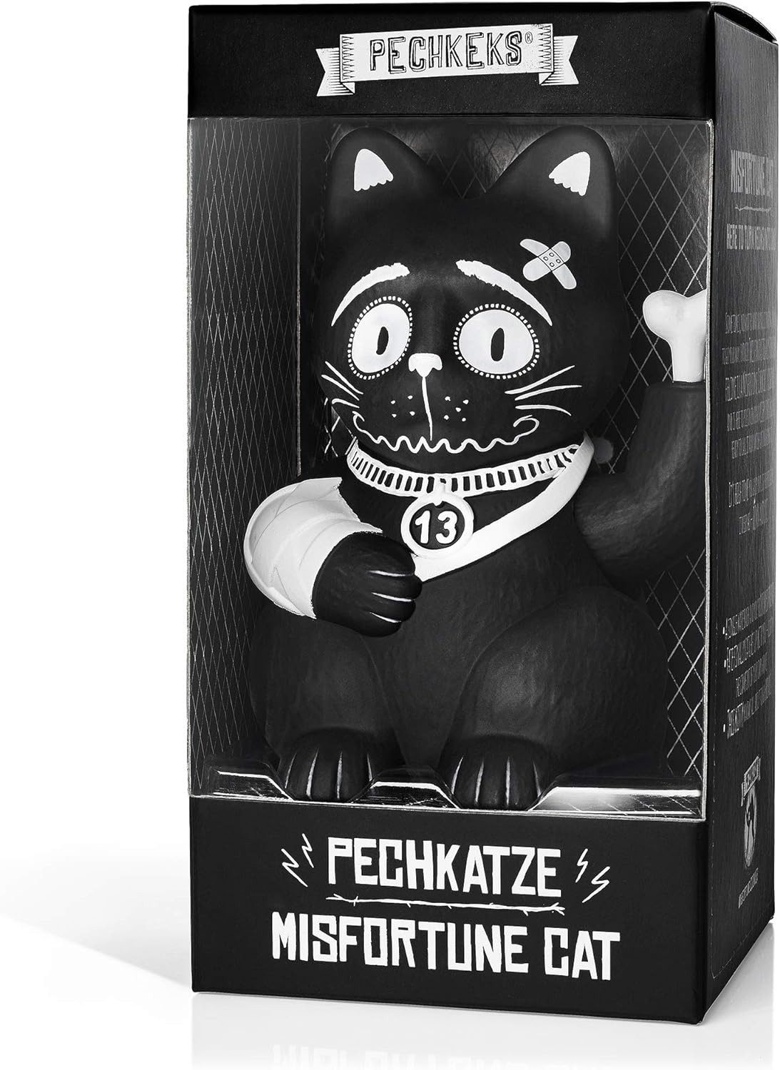 Pechkeks Winkekatze Pechkeks schwarze Winkekatze, beweglicher Arm, 14 cm hoch, Kunststoff