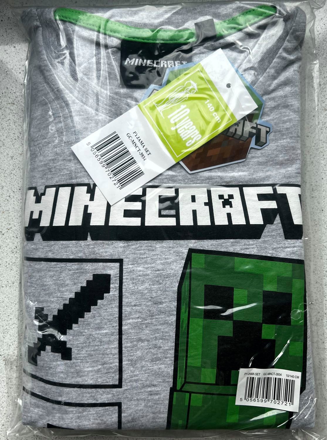 Minecraft Pyjama Minecraft Pyjama Langer Kinder Schlafanzug Jungen + Mädchen hellgrau