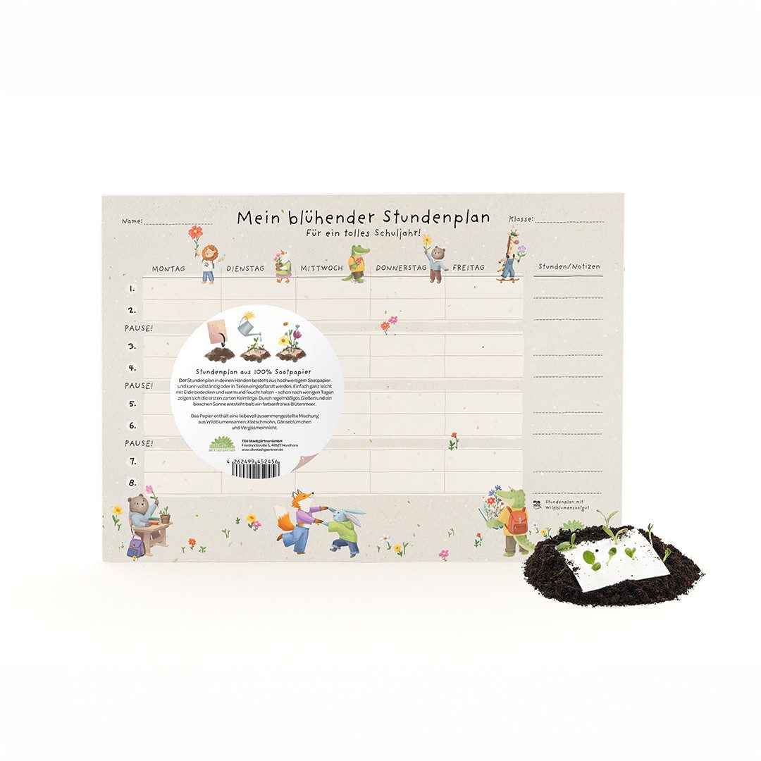 Die Stadtgärtner Terminplaner Stundenplan aus Saatpapier für Kinder, Die Stadtgärtner, pflanzbar