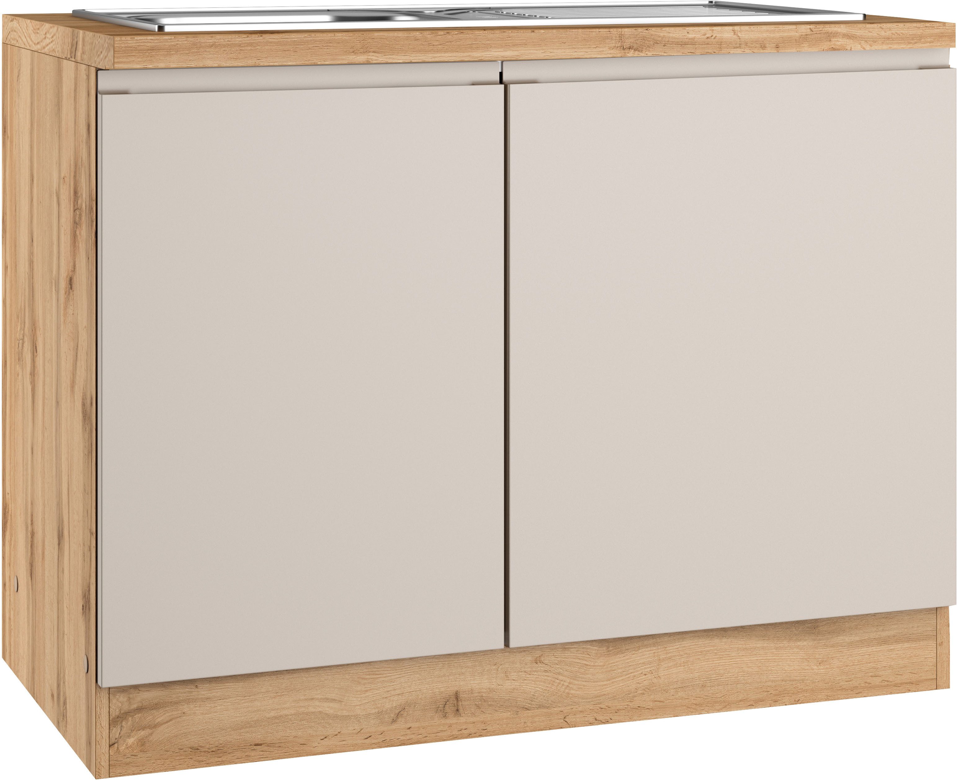 KOCHSTATION Spülenschrank KS-Virginia,neu in verbesserter Ausführung (Stauraum, Softclose, ohne Armatur) Breite 110 cm, inklusive Einbauspüle, Soft-Close
