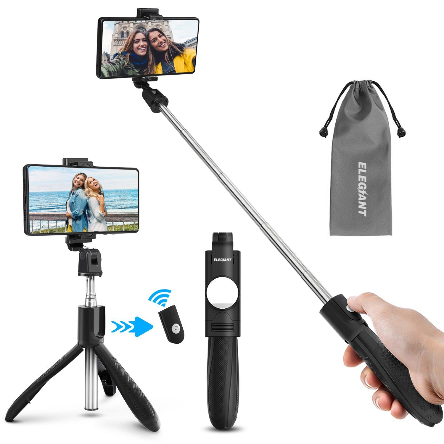 20-70cm mit Selfiestick EGS-003 (Bluetooth Selfie Insma Rückspiegel Stick Stativ Fernbedienung)