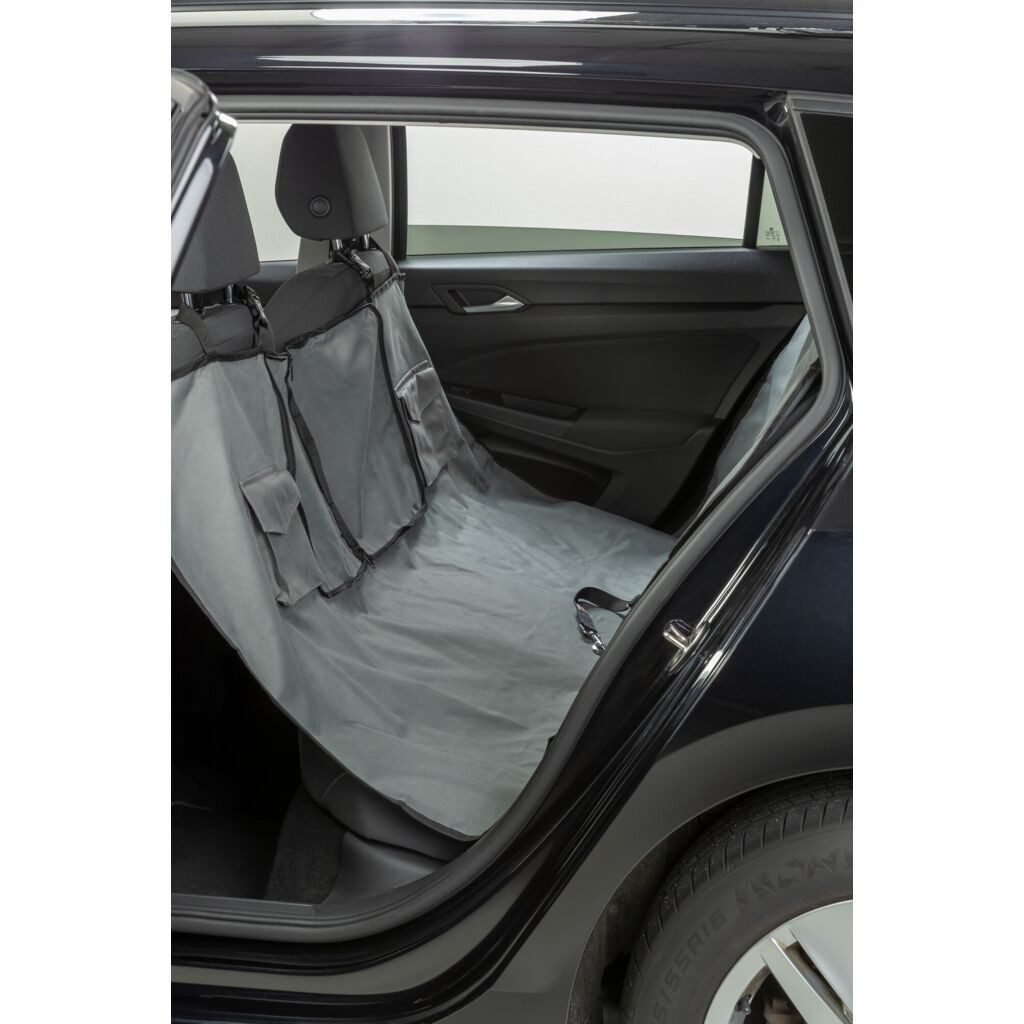 TRIXIE Tier-Autoschondecke Autoschondecke mit Taschen und integrierter Packfunktion - grau - 1,40