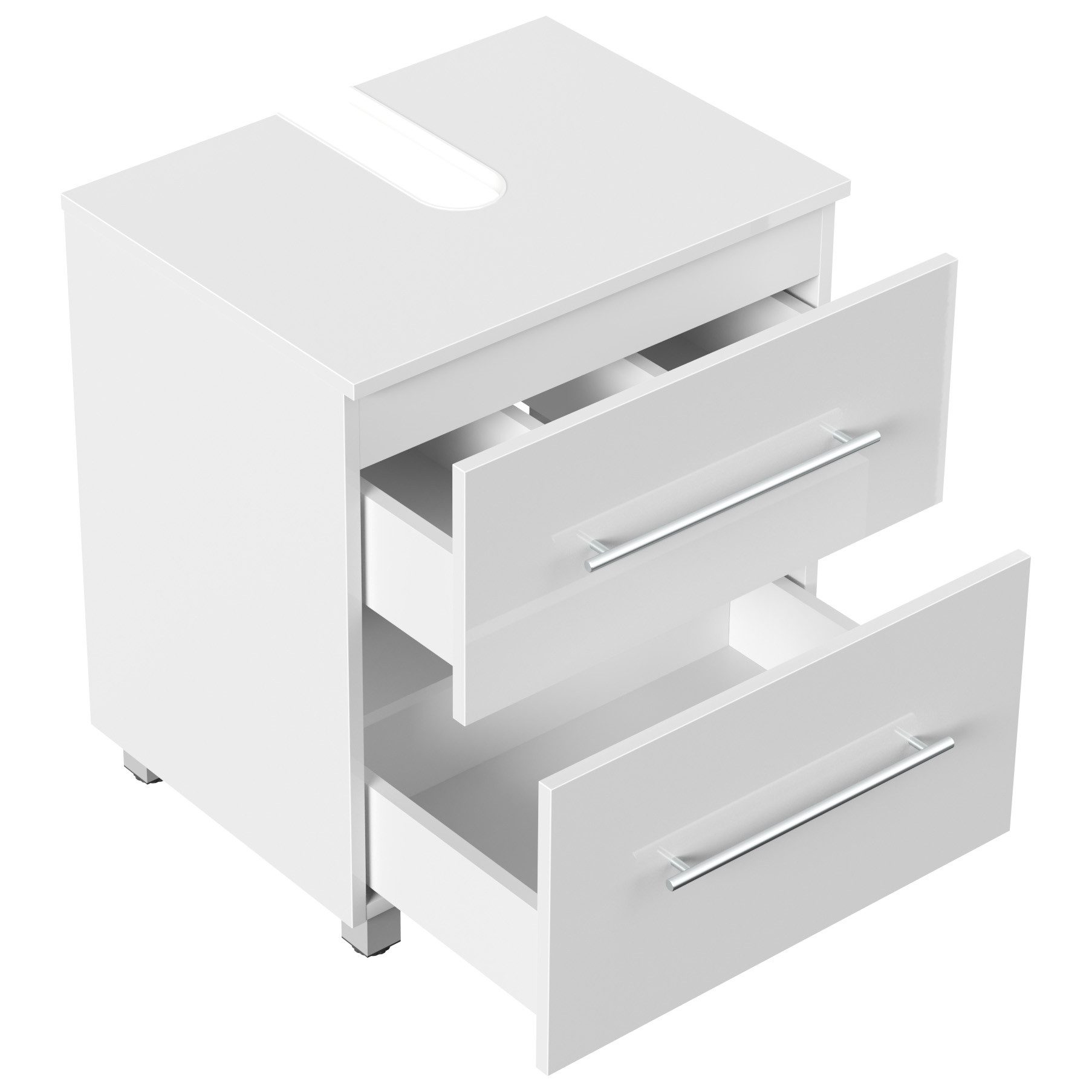 Magnolia Home Waschtisch Universal Unterbau auf Standfüßen 55 cm SoftClose weiss hochglanz – Bild 4 von 5