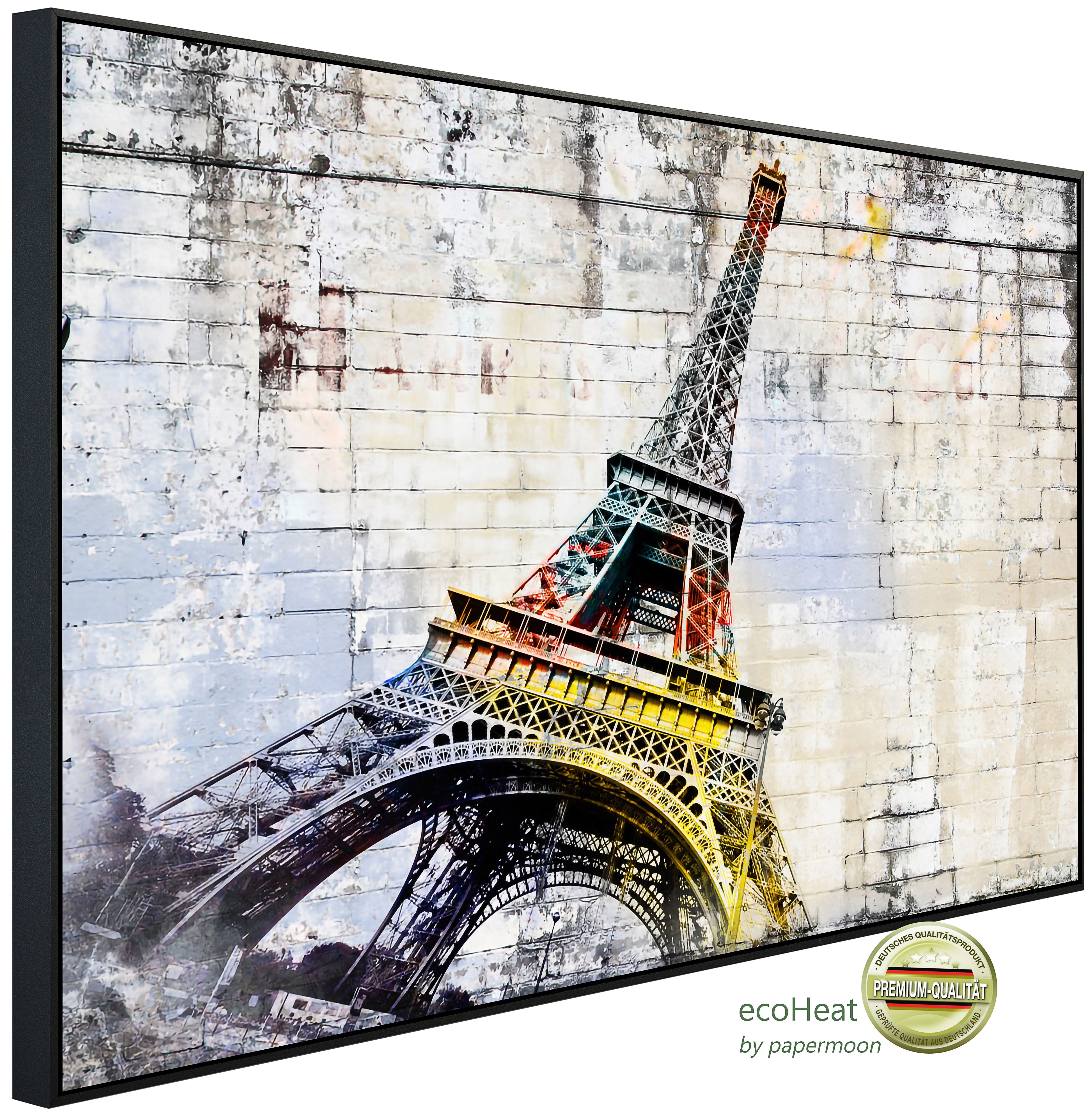 Papermoon Infrarotheizung INFRAROT-BILD-HEIZUNG, Eiffelturm Graffiti, TÜV-Rheinland/GS zertifiziert, angenehme Strahlungswärme