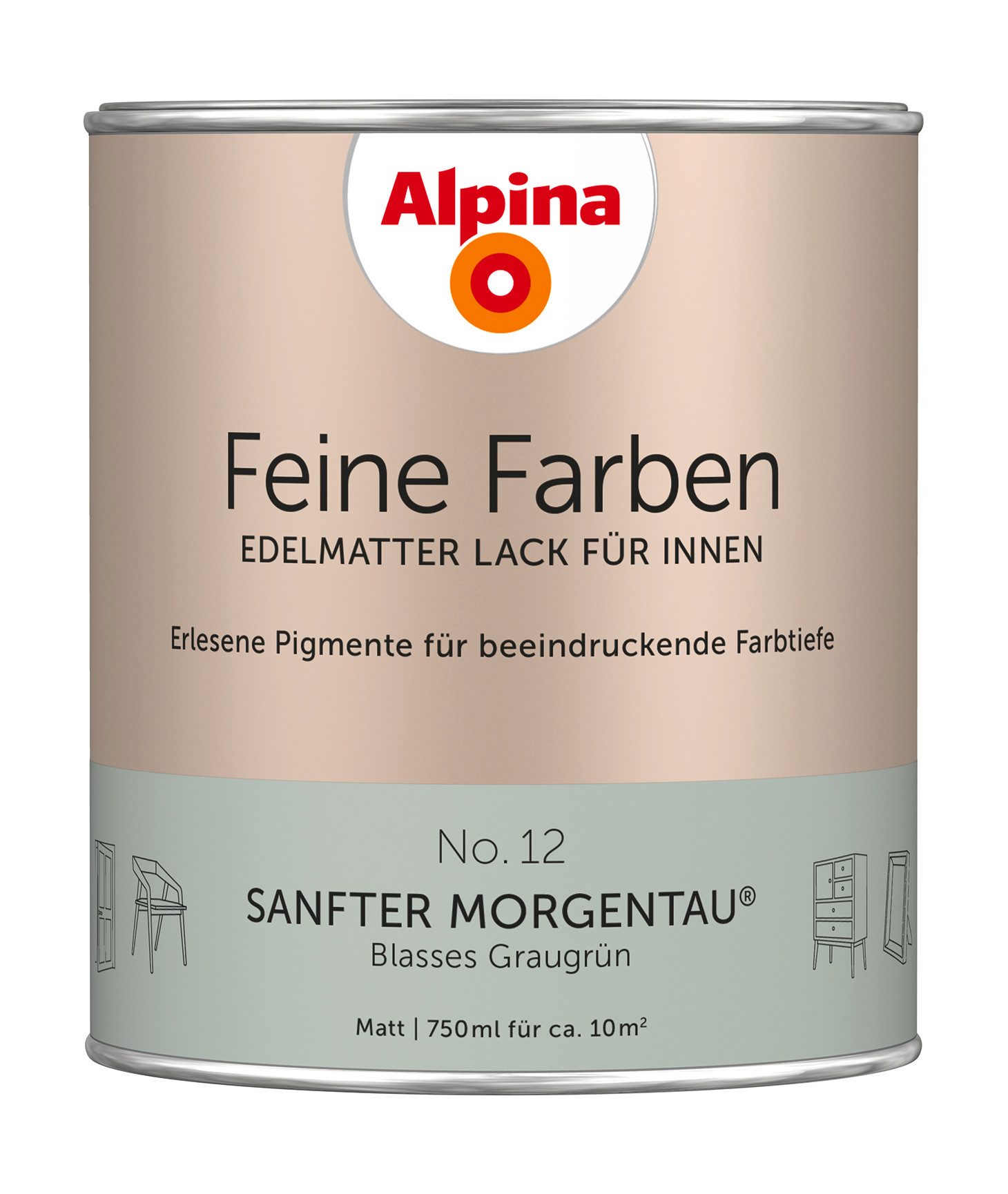 Alpina Lack Alpina Feine Farben Lack edelmatt 750ml - Farbfamilie Grün
