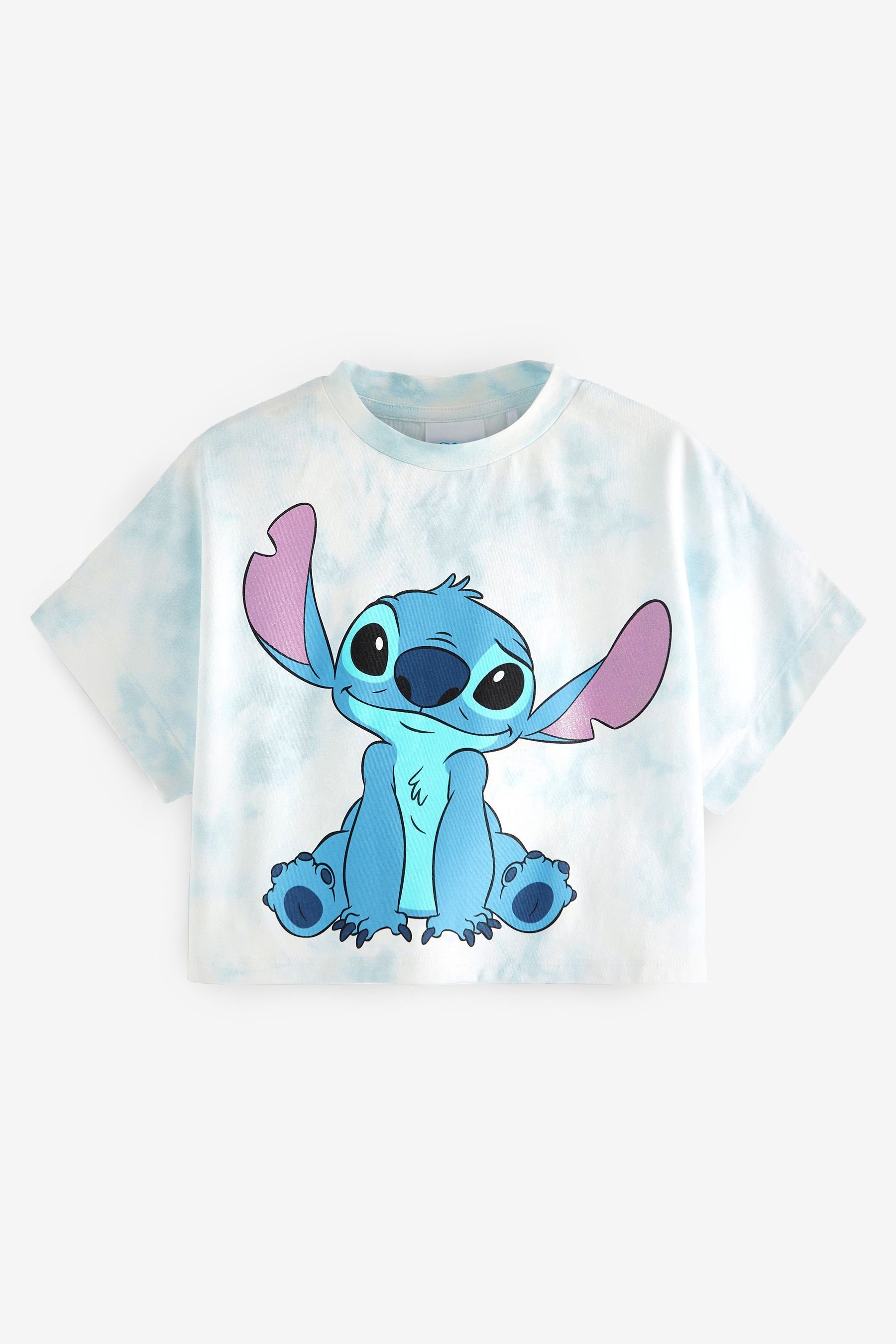 Tie Stitch (1-tlg) T-Shirt Blue Glitter T-Shirt Next Dye License
