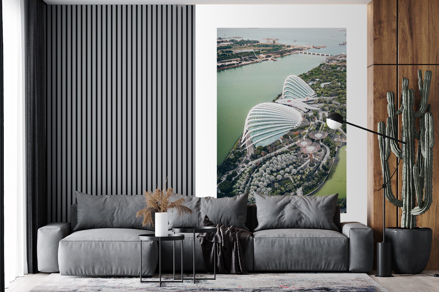 - Architektur Vinyl St), Tapete (3 Wasser, Wandtapete für Singapur MuchoWow bedruckt, Montagefertig Fototapete - Wohnzimmer, Matt,