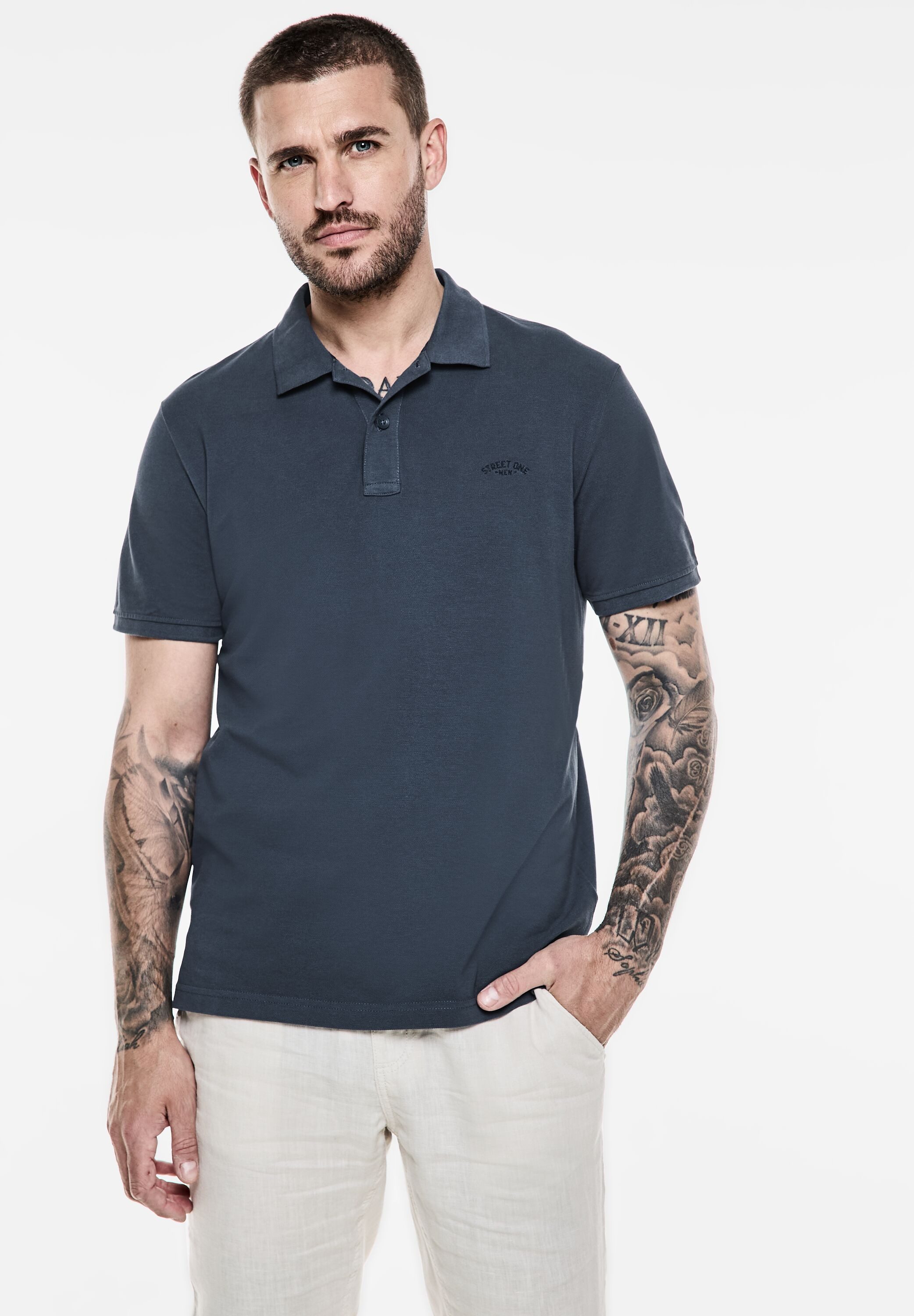 STREET ONE MEN Poloshirt aus reiner günstig online kaufen