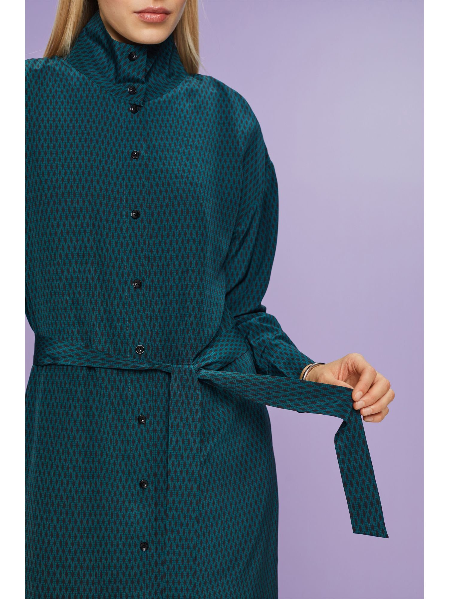 Maxikleid Collection Hemdblusenkleid Seide EMERALD GREEN aus Esprit
