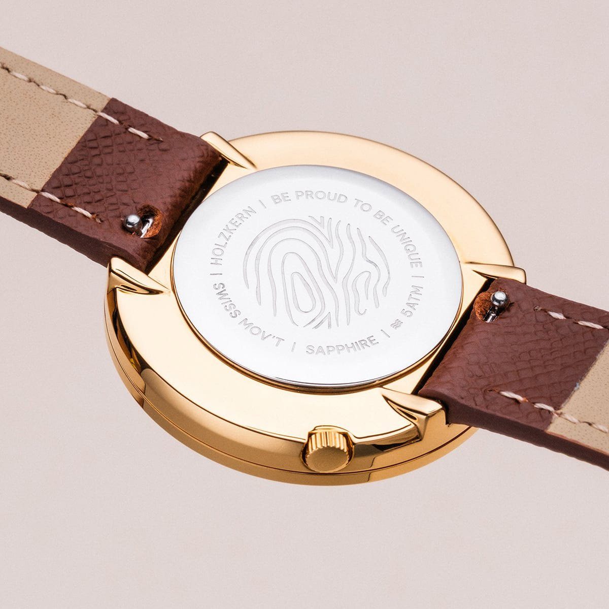 Holzkern Quarzuhr Coralline Bronzit/Goldfarben mit 2 Bändern