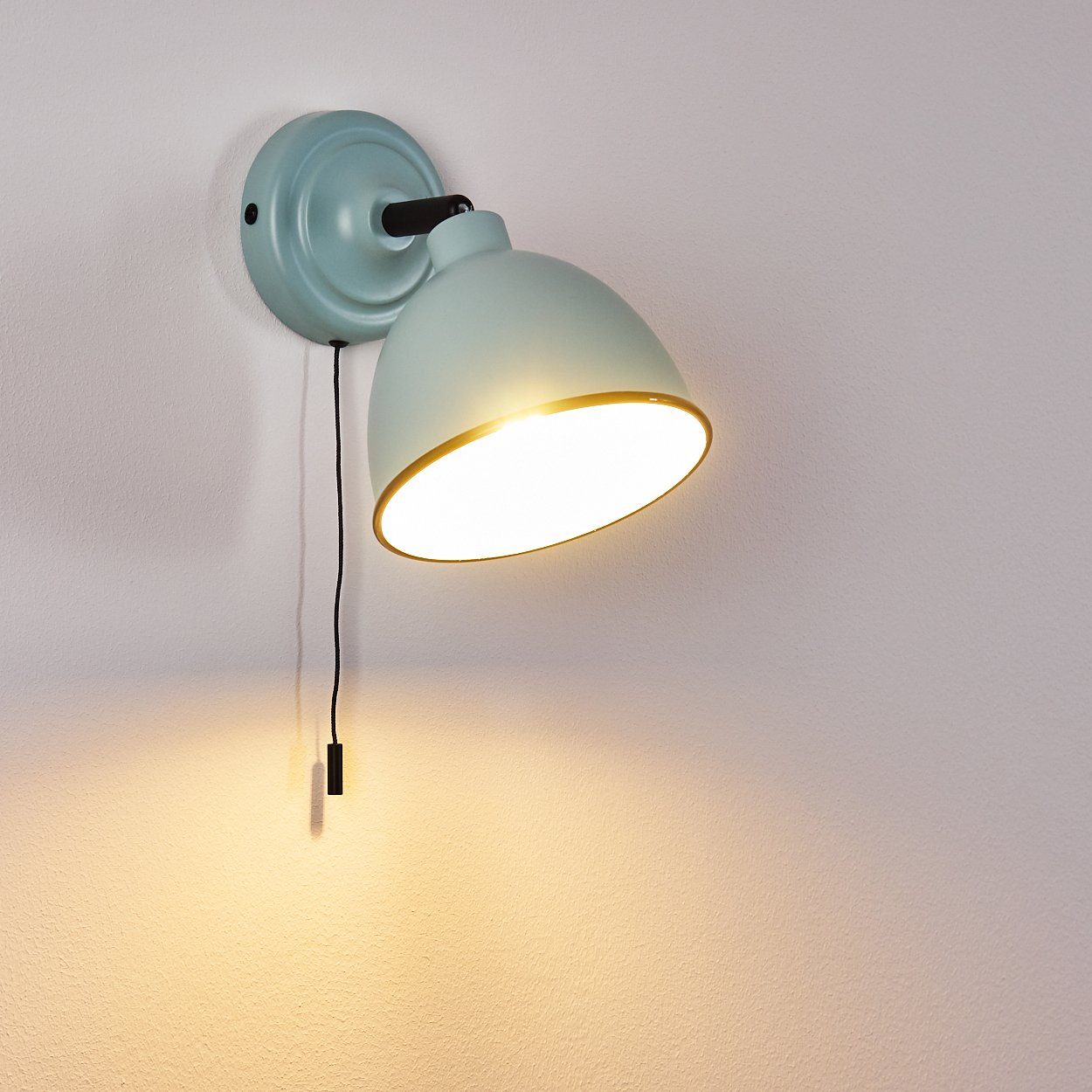hofstein Wandleuchte »Scerne« verstellbare Wandlampe aus Metall in Türkis/Weiß/Schwarz, ohne Leuchtmittel, 1xE14, Wandspot im Retro-Design, mit Zugschnur zum An-/Ausschalten