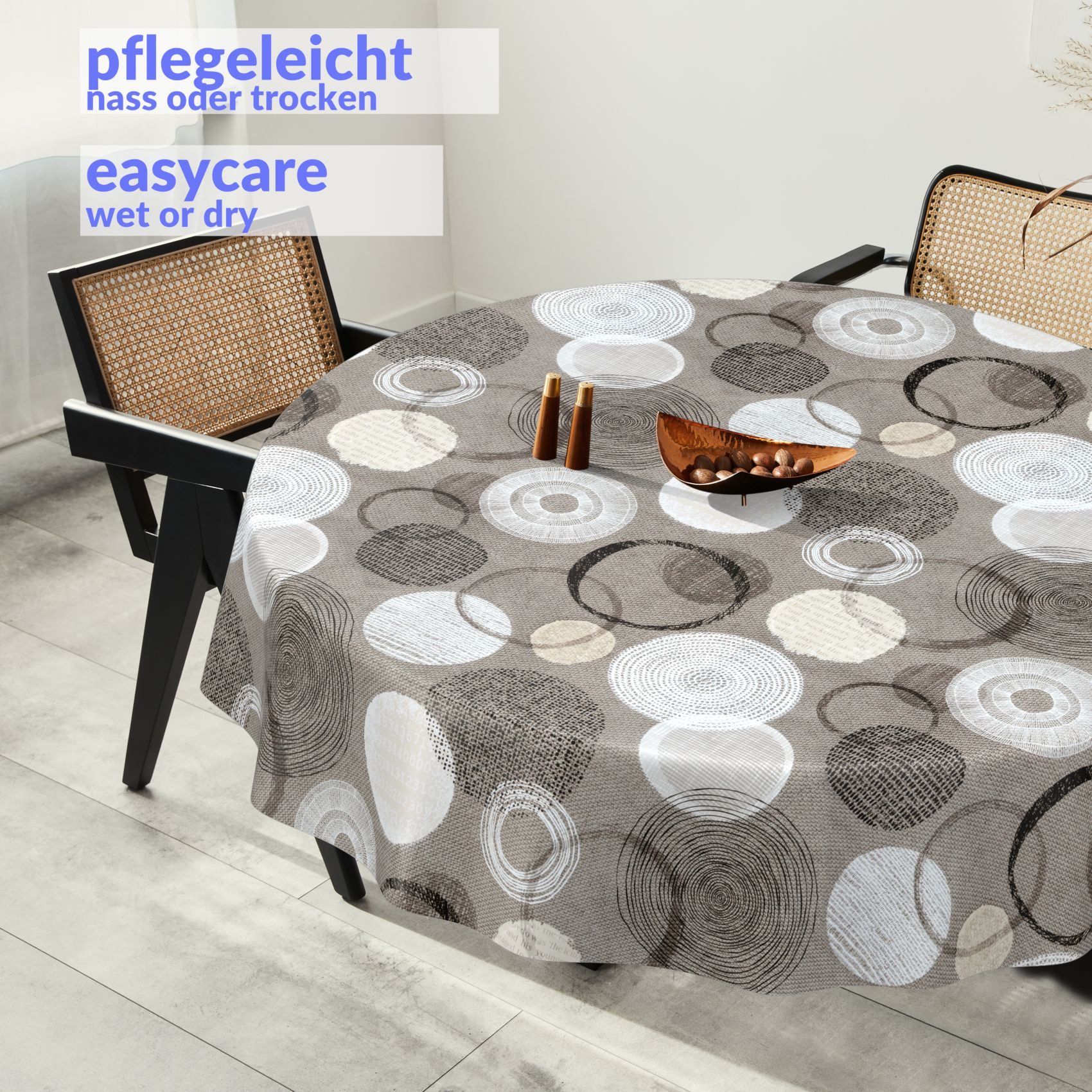 ANRO Tischdecke Wachstuchtischdecke MIMOSA Gartentischdecke (Einzelstück 1-tlg), Glatt Rund 100cm wasserabweisend