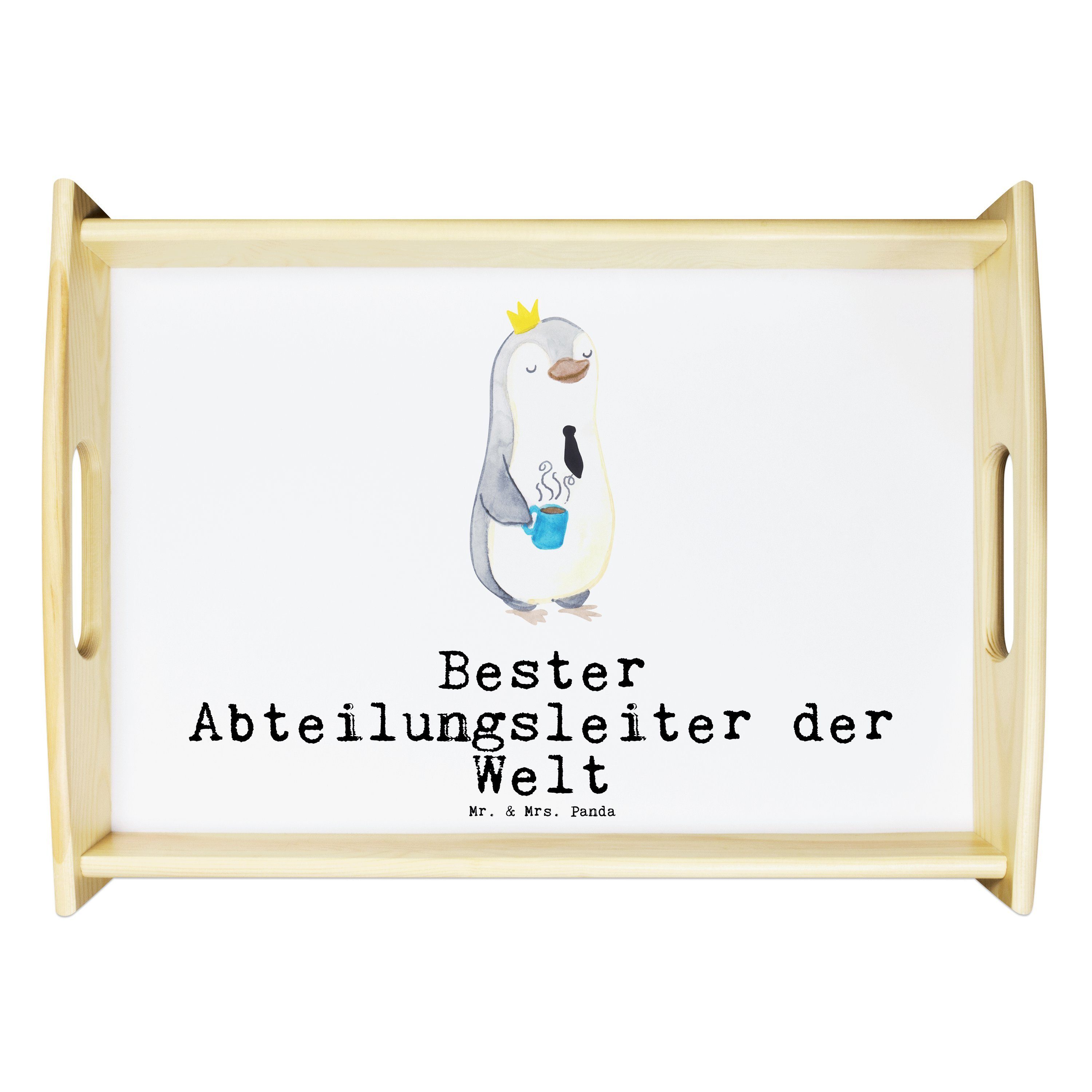 Weiß Panda Tablett Echtholz - - der Geburtsta, Mrs. Mr. & lasiert, Welt Bester Pinguin (1-tlg) Geschenk, Abteilungsleiter